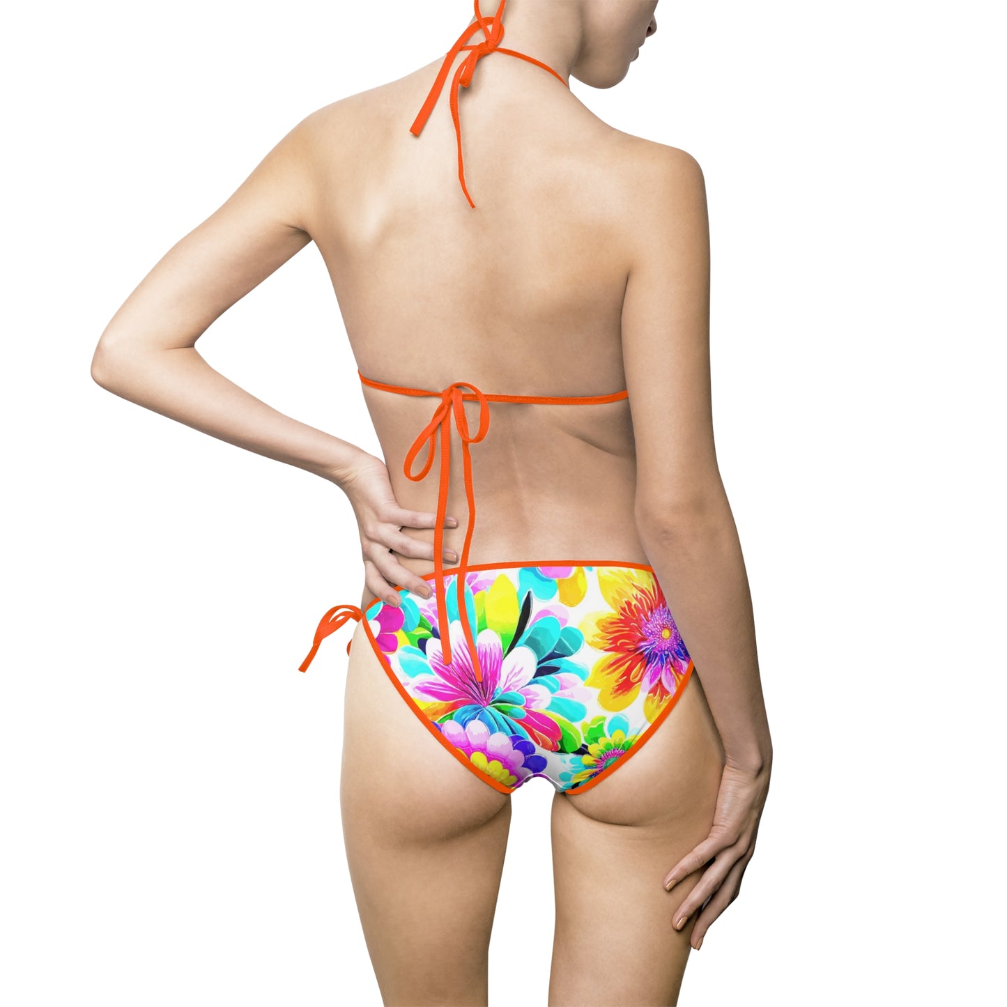 Vibrant Floral Women's Bikini Swimsuit, Beachwear, Summer Swimwear, Pool Party, Vacation Ready, Tropical Print