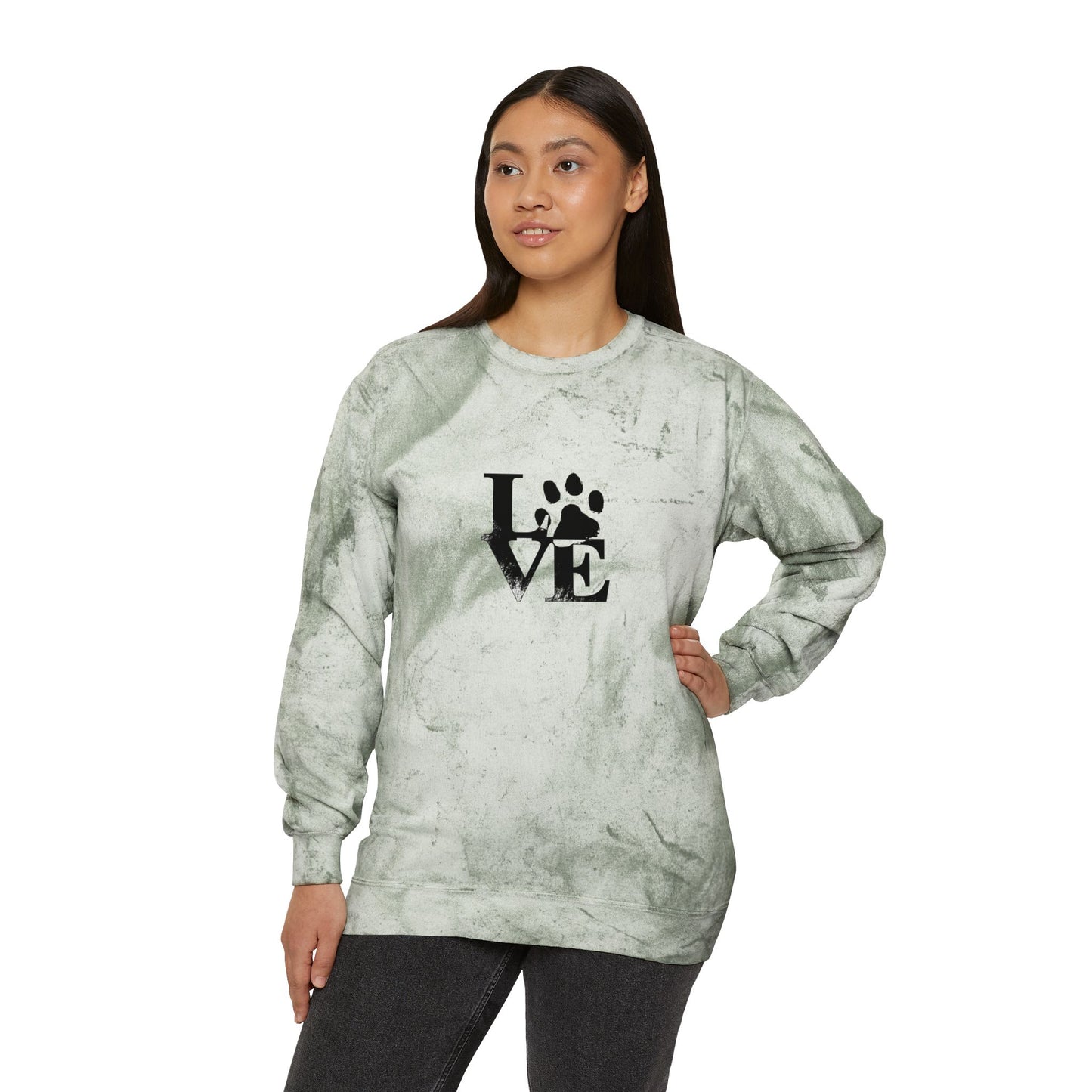 Colorful Love Pet-Inspired Crewneck Sweatshirt, Cozy Outdoor Wear, Gift for Dog Lovers, Casual Style, Perfect for Any Occasion