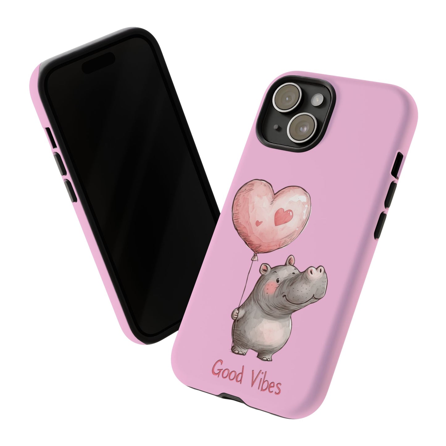 Cute Hippo Phone Case | Good Vibes, Gift for Friends, Cute Phone Accessories, Animal Lover Gift, Happy Phone Cover
