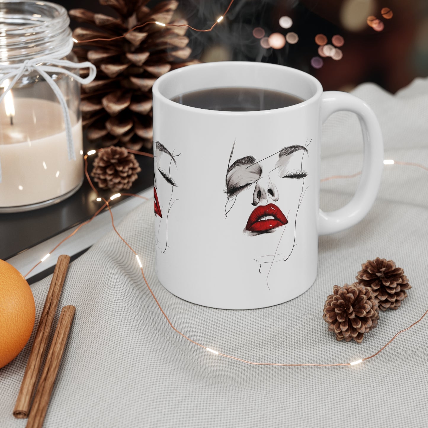 Elegant Art Mug, Coffee Cup for Art Lovers, Unique Gift for Her, Modern Aesthetic, Birthday, Inspirational Design