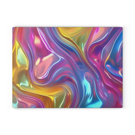 Colorful Abstract Glass Cutting Board - Kitchen Art Decor, Home Gift, Wedding Registry, Vibrant Food Prep Surface, Unique Culinary Accessory