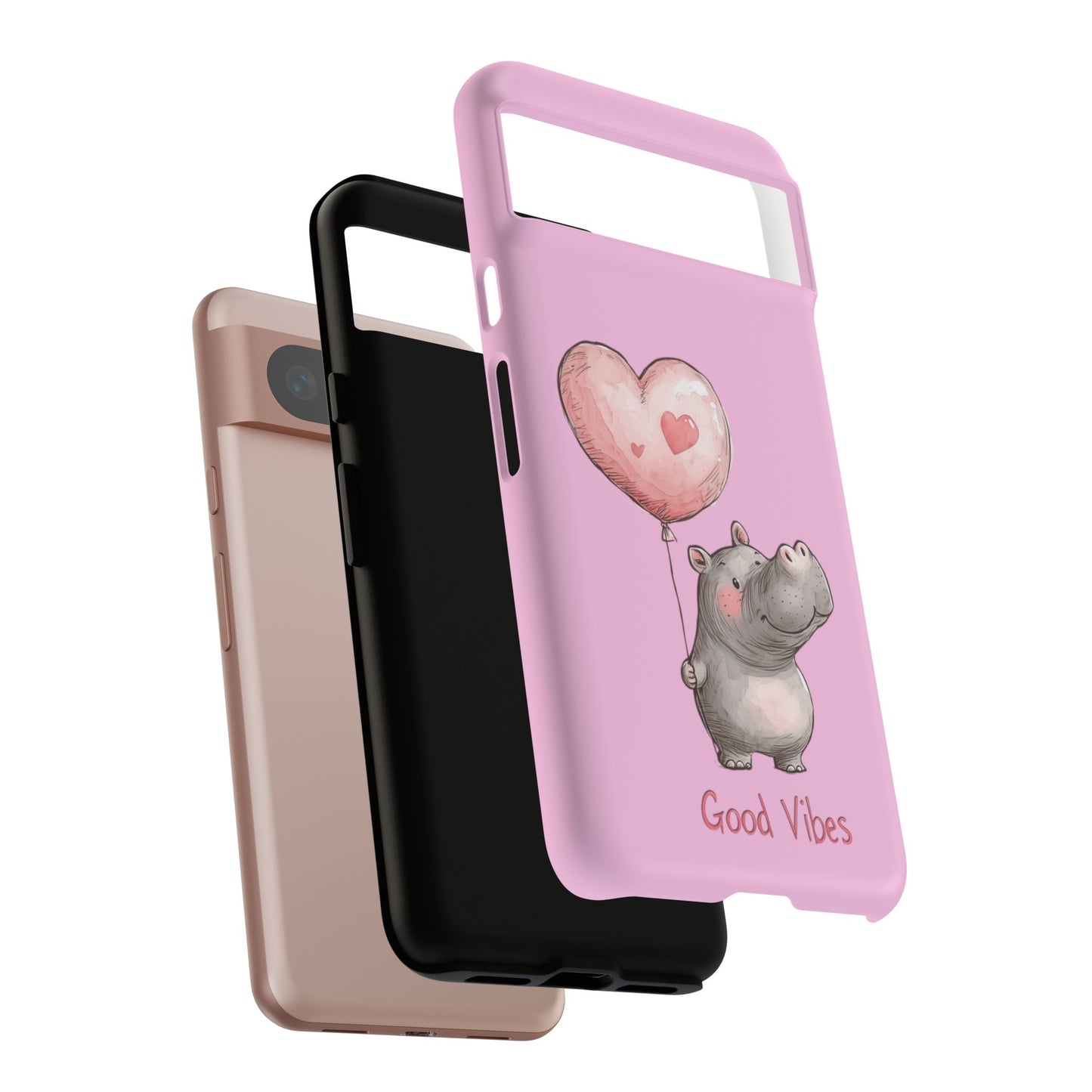 Cute Hippo Phone Case | Good Vibes, Gift for Friends, Cute Phone Accessories, Animal Lover Gift, Happy Phone Cover