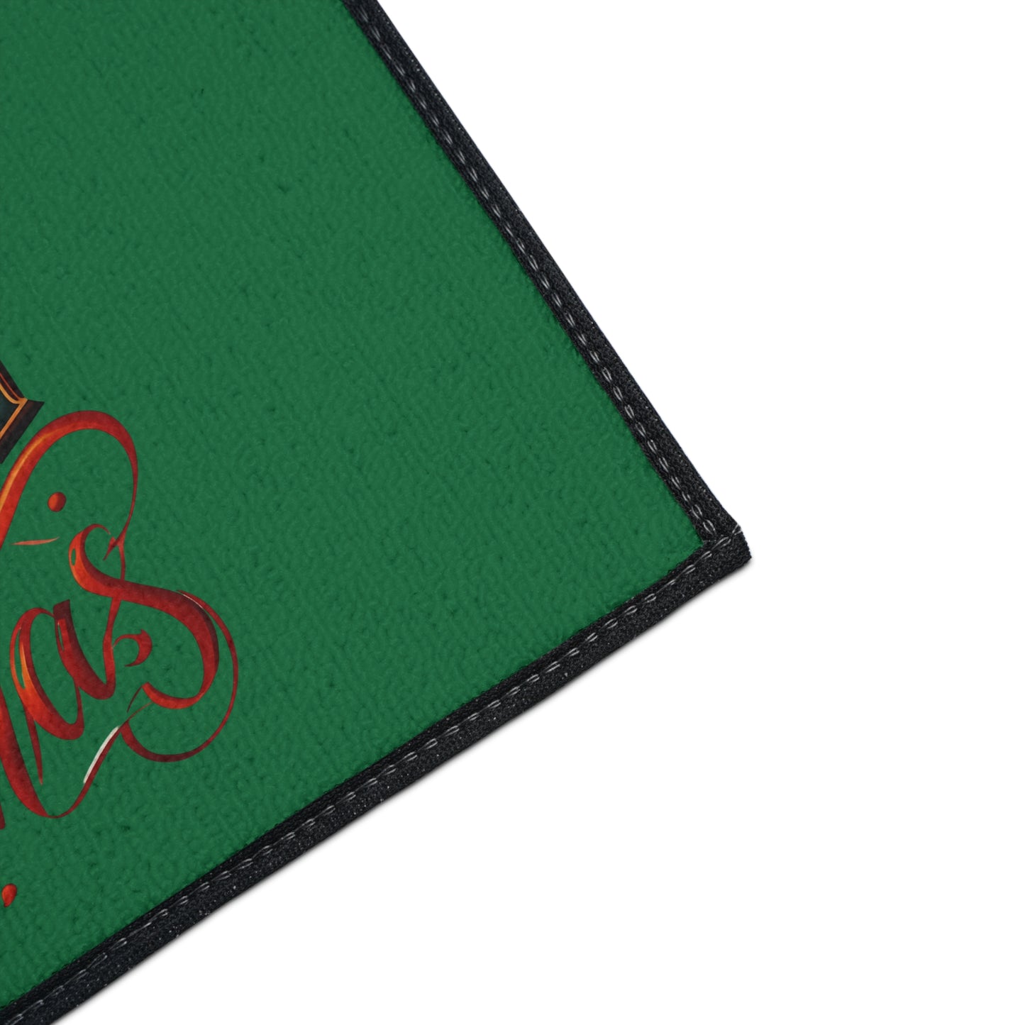 Christmas Floor Mat - "Merry Christmas" Script with Cross, Heavy-Duty Holiday Doormat