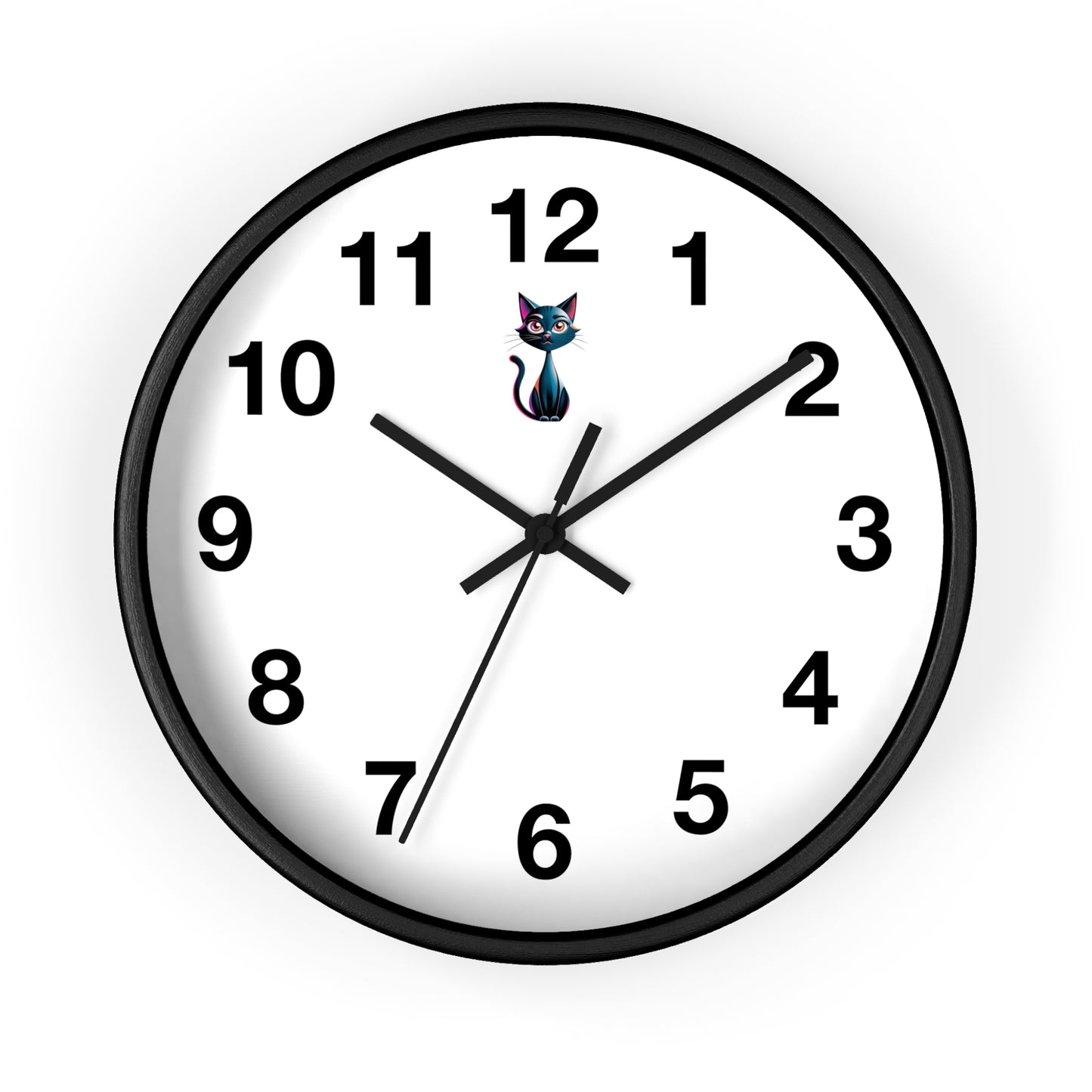 Cute Cat Wall Clock, Feline Decor, Home Office, Gift for Cat Lovers, Adorable Wall Art