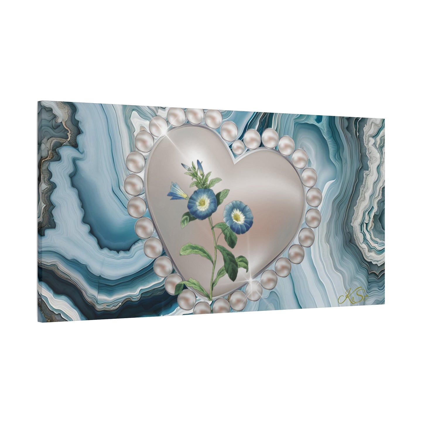Elegant Floral Heart Canvas Wall Art, Modern Home Decor, Gift for Her