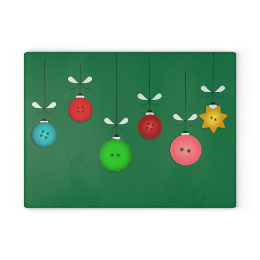 Festive Glass Cutting Board, Holiday Kitchen Decor, Christmas Gift, Unique Serving Tray, Durable Cooking Accessory, Holiday Entertaining
