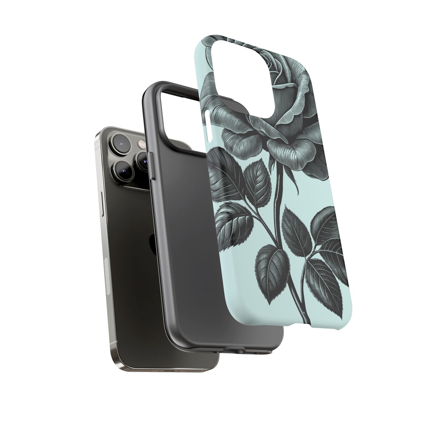 Elegant Floral Phone Case, Tough Cases for iPhones, Black Rose Design, Gift for Her, Stylish Phone Cover, Birthday Gifts