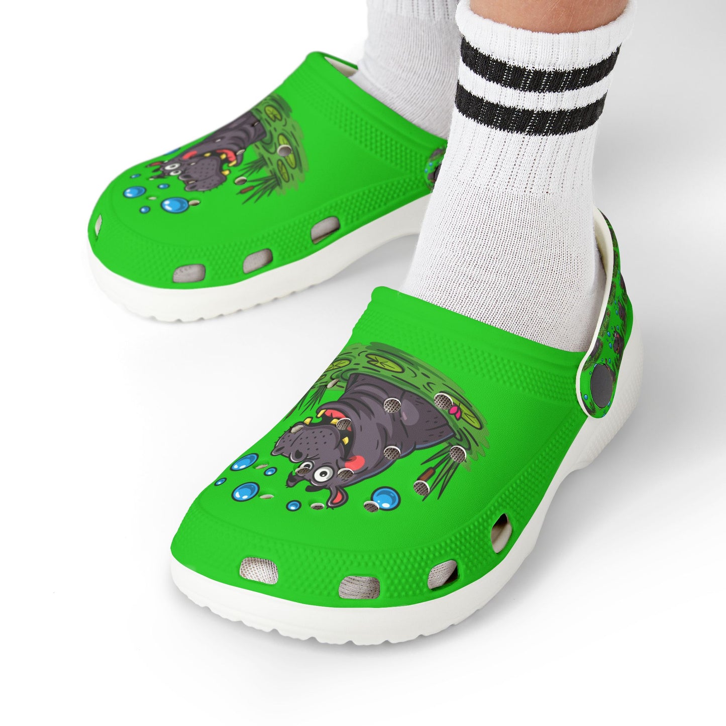 Hippo-Themed Kid's EVA Foam Clogs - Fun Waterproof Slip-Ons for Playtime, Summer, Gifts, Birthdays, Beach
