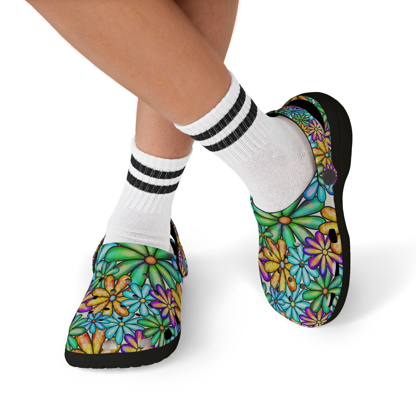 Colorful Floral Kid's EVA Foam Clogs, Fun Summer Shoes, Playful Garden Footwear, Kids' Comfort Sandals, Vibrant Outdoor Footwear