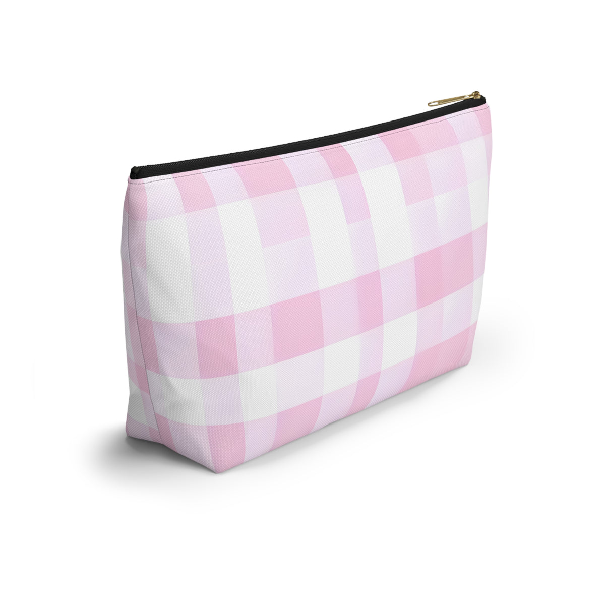 Pink Gingham Accessory Pouch — T‑Bottom Makeup & Toiletry Bag