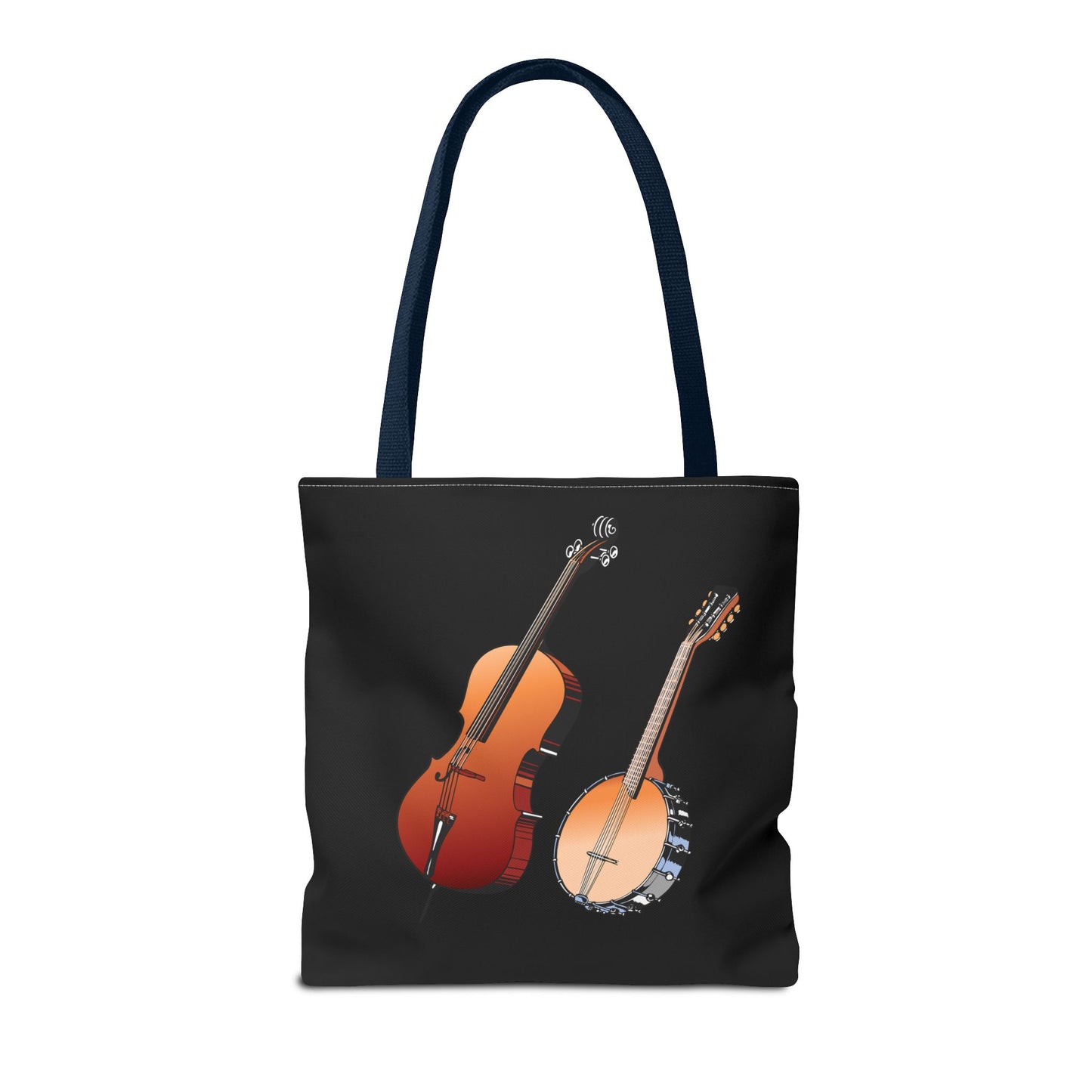 Musical Instruments Tote Bag, Music Lover Gift, Banjo and Cello Design, Stylish Grocery Tote, Concert Bag, Eco-Friendly Carryall