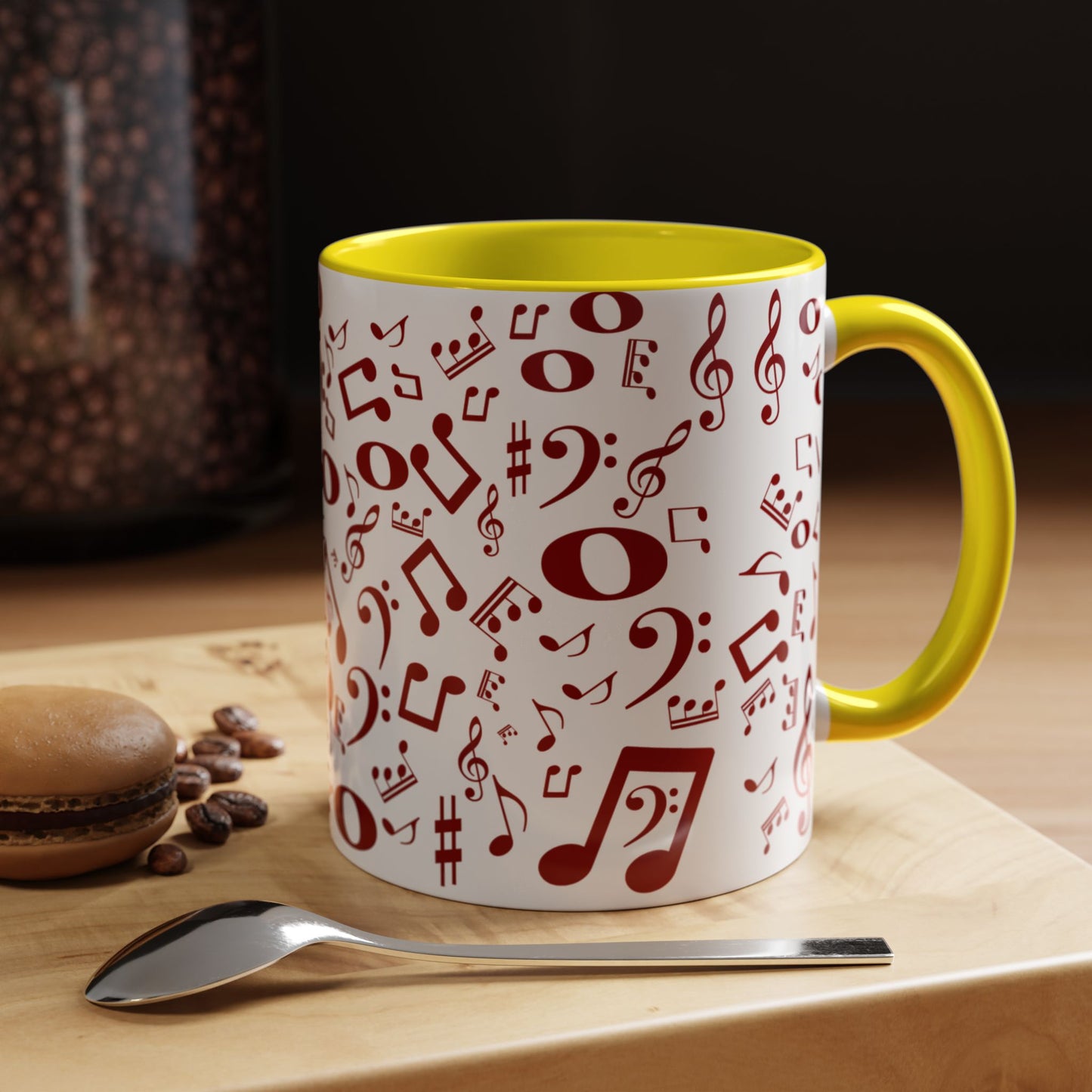 Accent Coffee Mug (11, 15oz) - Musical Notes