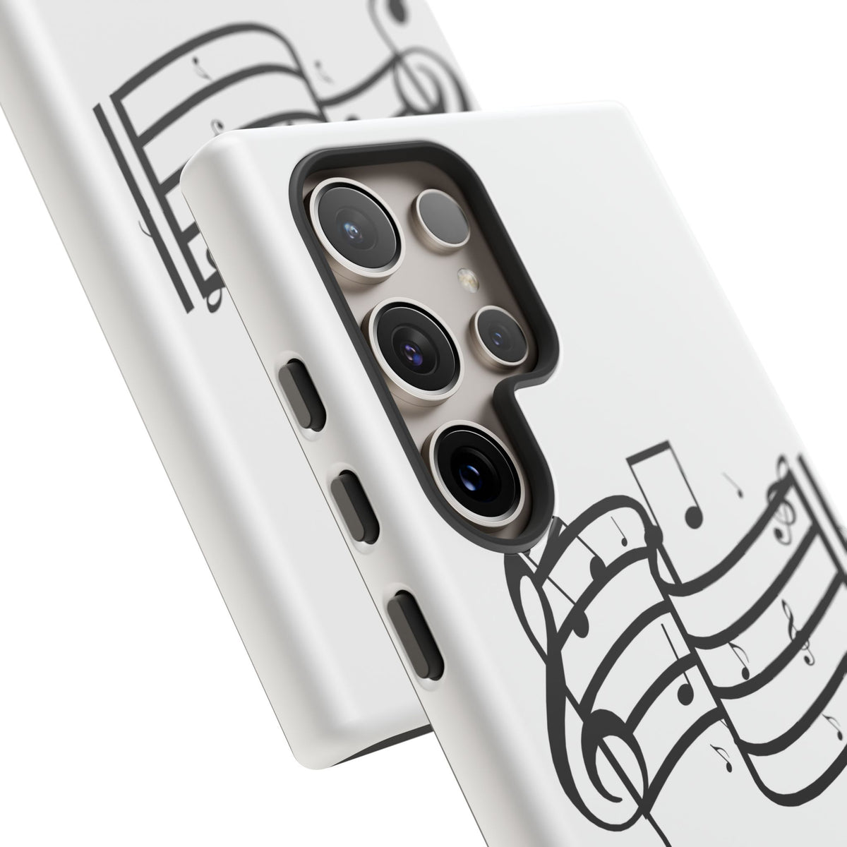 Musical Notes Phone Case — Black Treble Clef Music Staff Tough Case