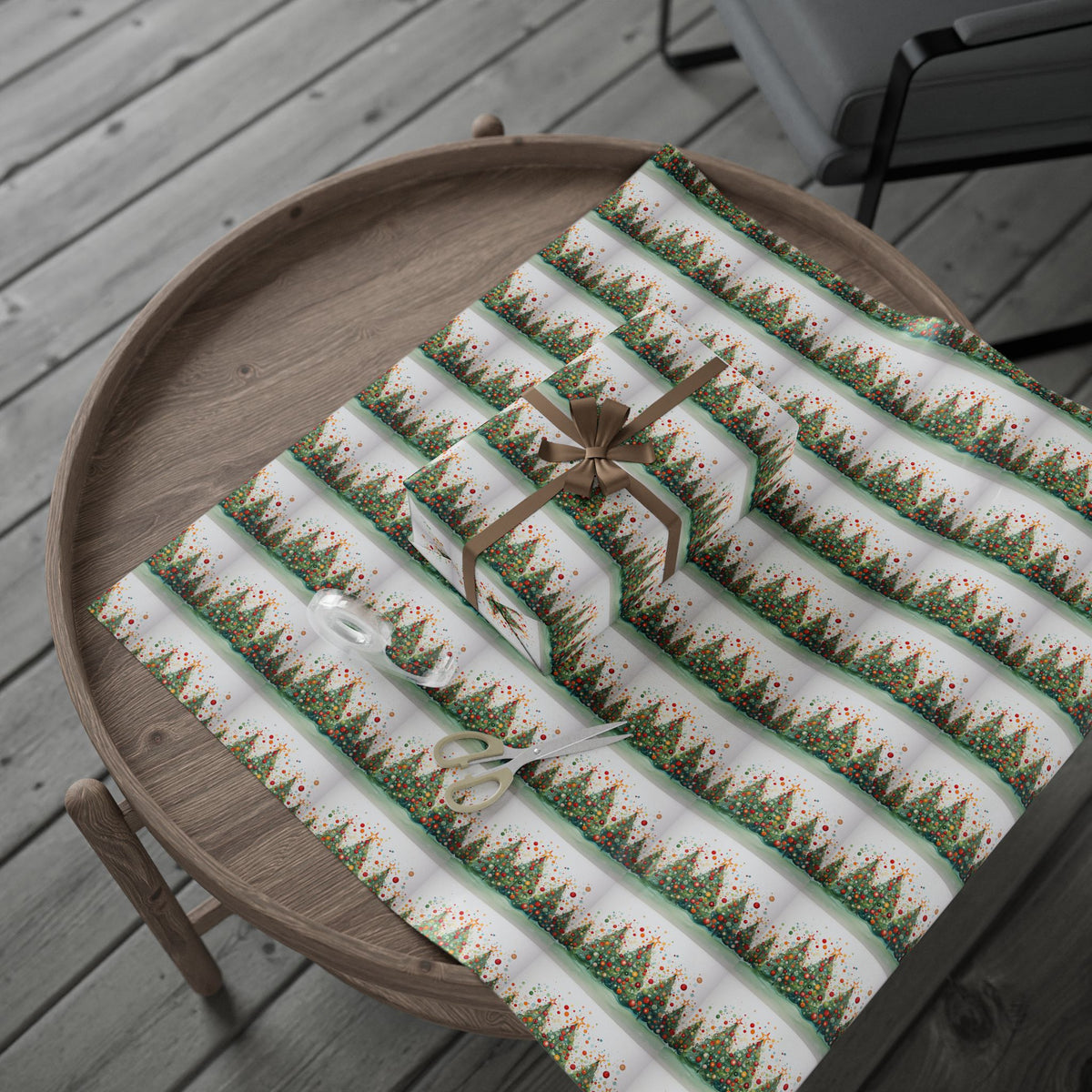 Christmas Tree Confetti Wrapping Paper Roll — Festive Holiday Gift Wrap