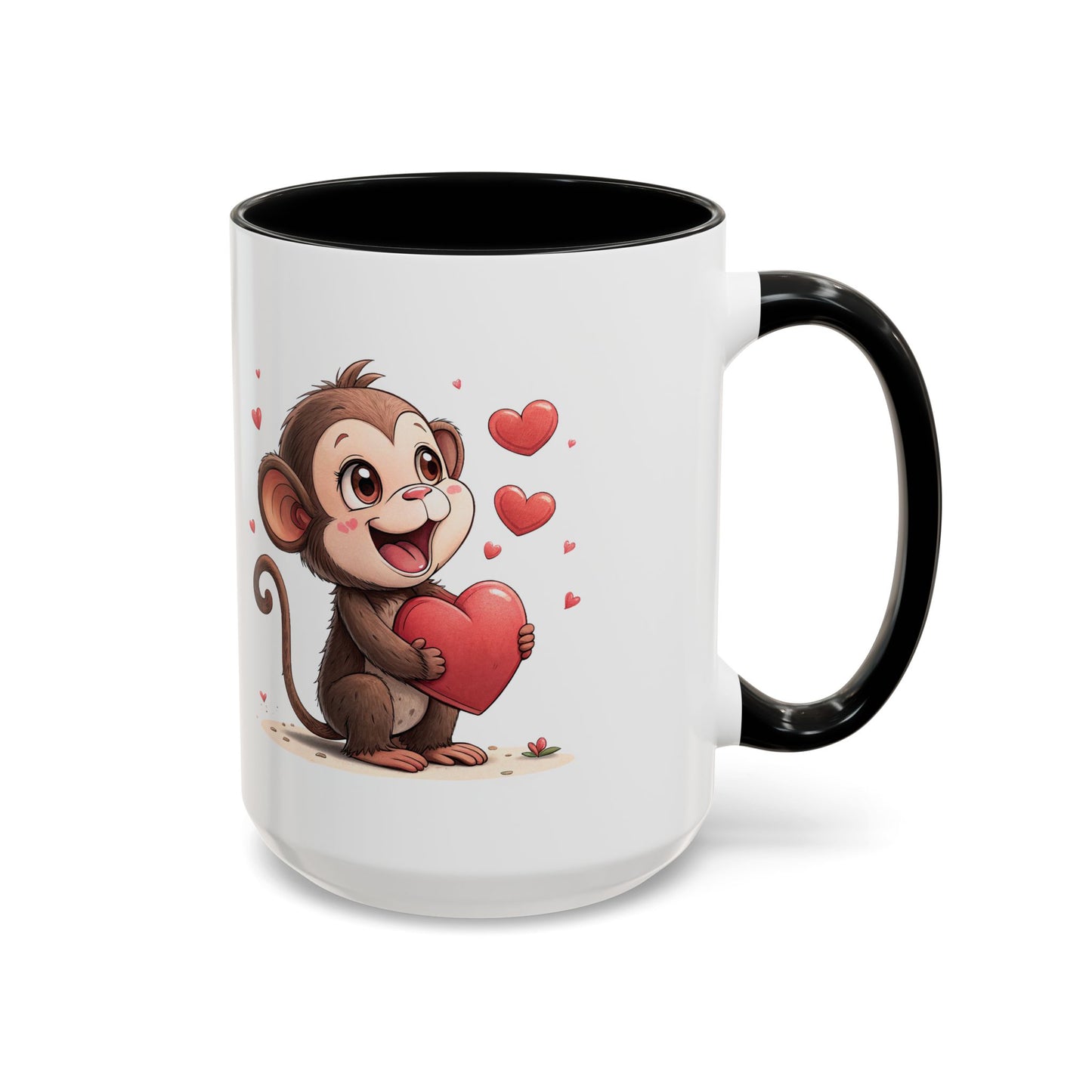 Cute Monkey Love Coffee Mug, Valentine's Gift, Animal Lover's Mug, Heartfelt Coffee Cup, Fun Kitchen Decor