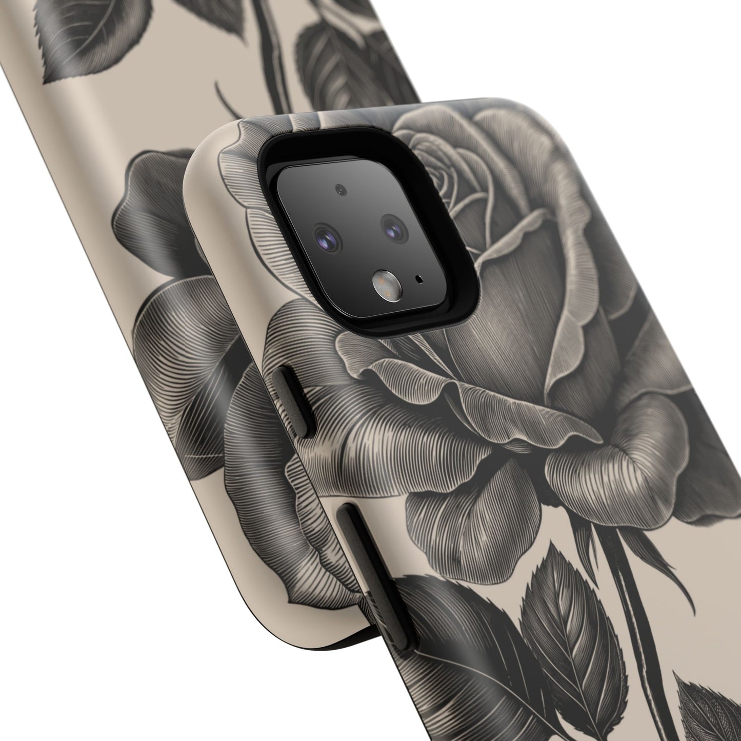 Black Rose Phone Case, Tough Cases with Floral Design, Elegant Tech Accessory, Gift for Flower Lovers, Stylish Protection