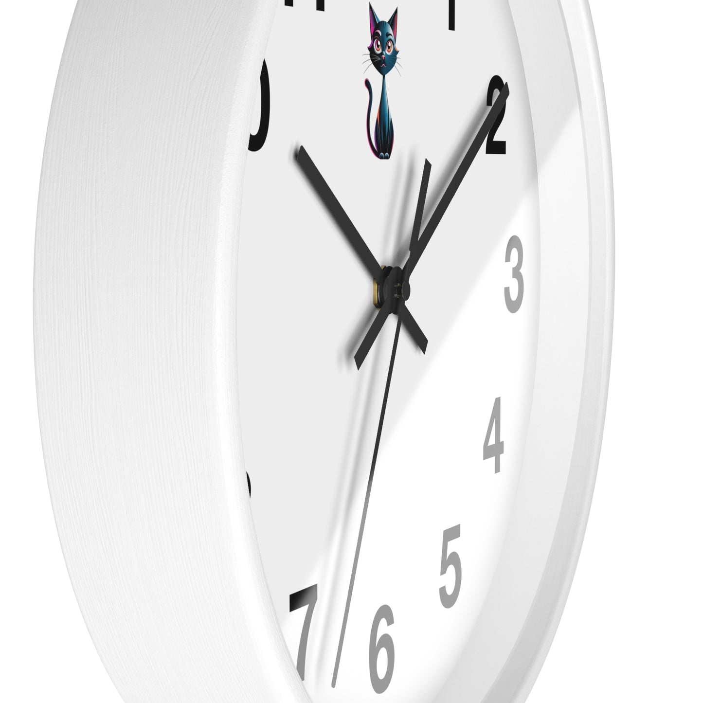 Cute Cat Wall Clock, Feline Decor, Home Office, Gift for Cat Lovers, Adorable Wall Art