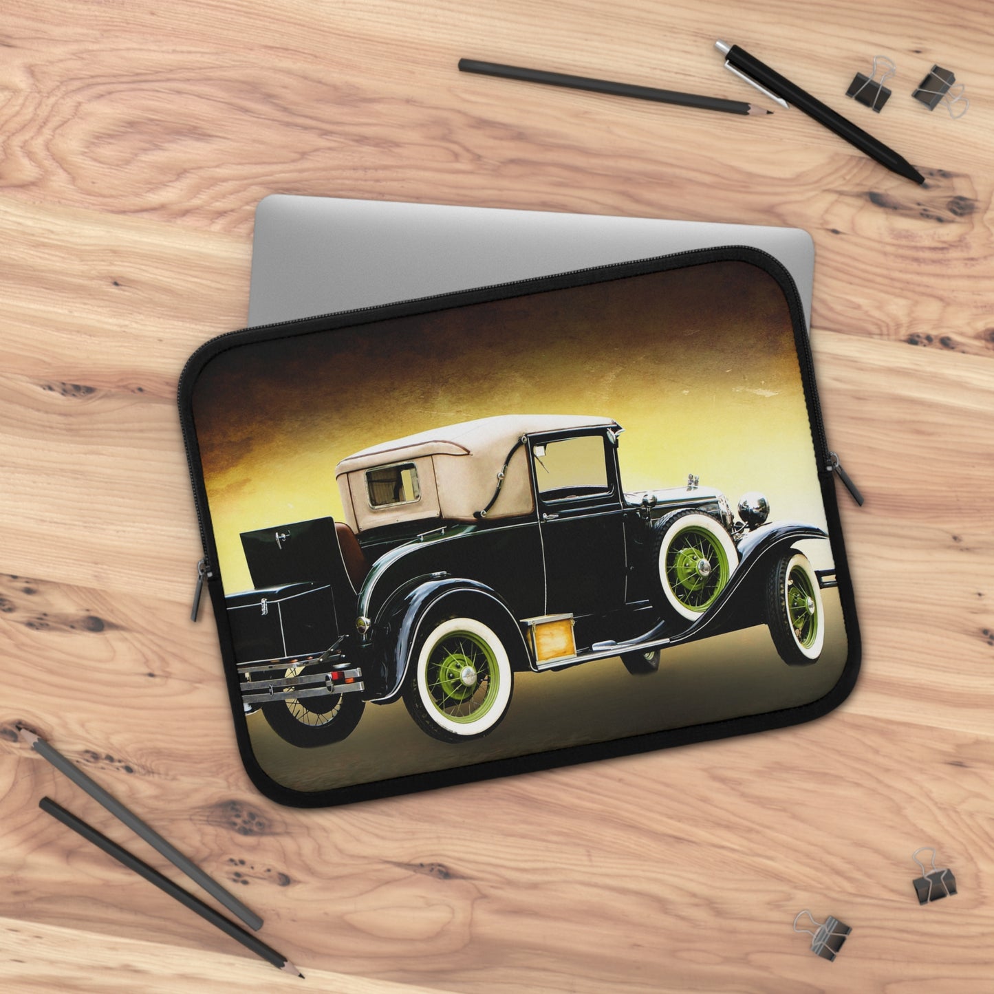 Vintage Car Laptop Sleeve - Perfect Gift for Auto Enthusiasts, Tech Accessories, Travel Essentials, Back to School