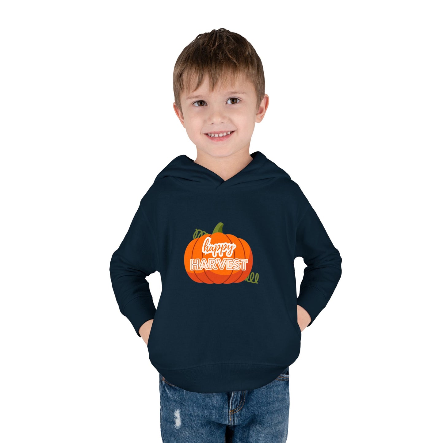 Toddler Happy Harvest Pullover Hoodie, Fall Kids Sweatshirt, Pumpkin Hoodie, Thanksgiving Gift, Cozy Autumn Wear