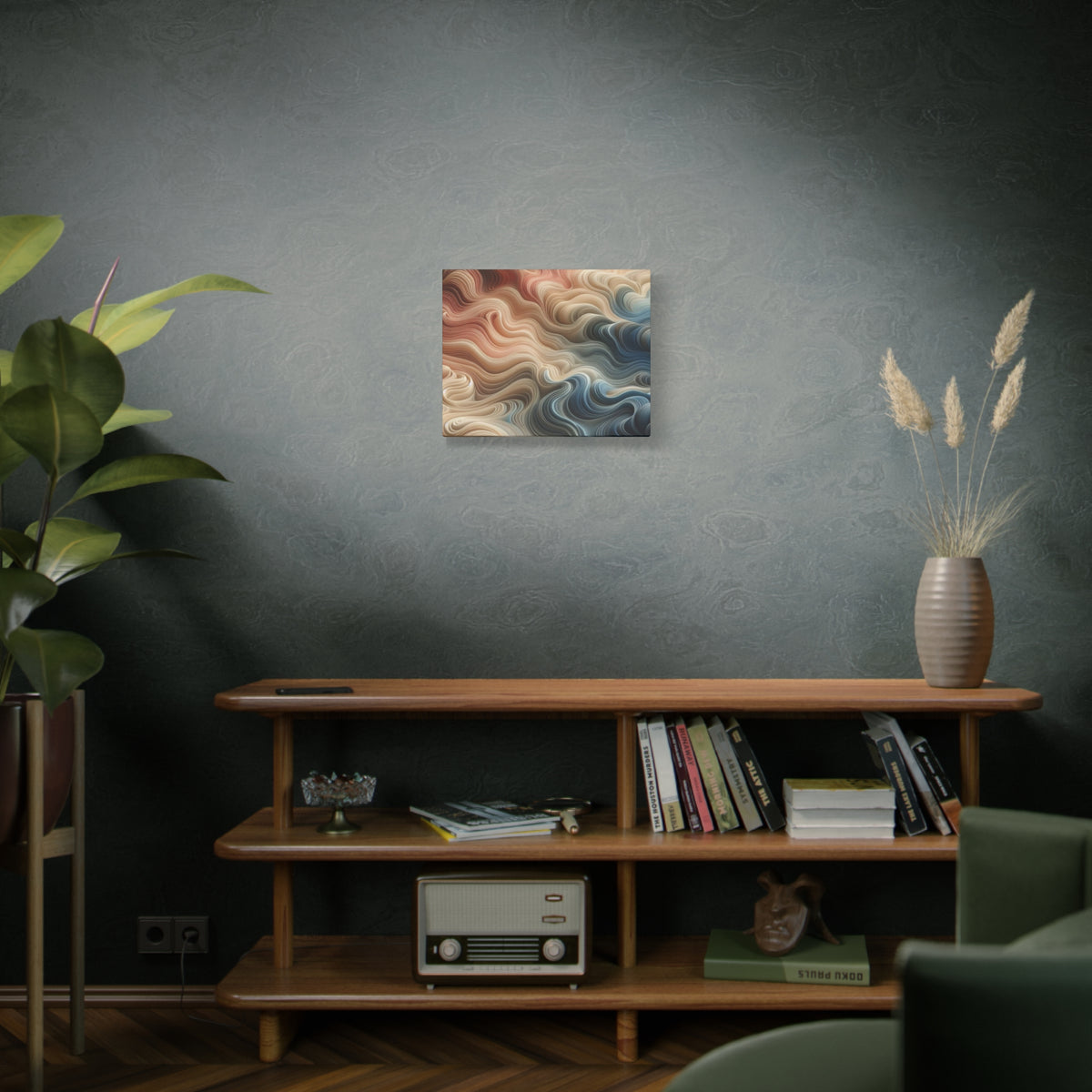 Abstract Swirl Matte Canvas Wall Art — Fluid Earth Tones, Stretched 1.25"