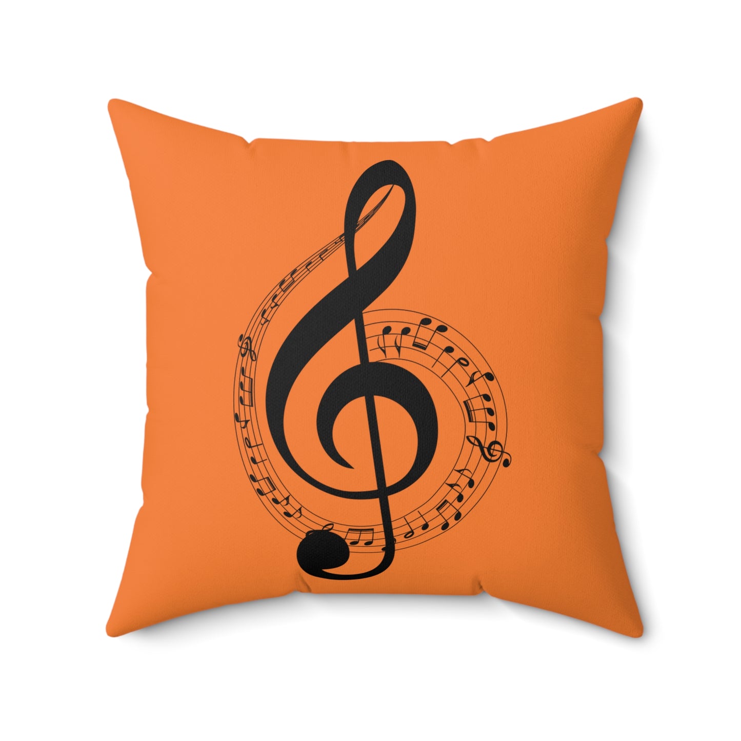Musical Treble Clef Pillow, Cozy Music Decor, Harmony Gift, Orange Accent Cushio