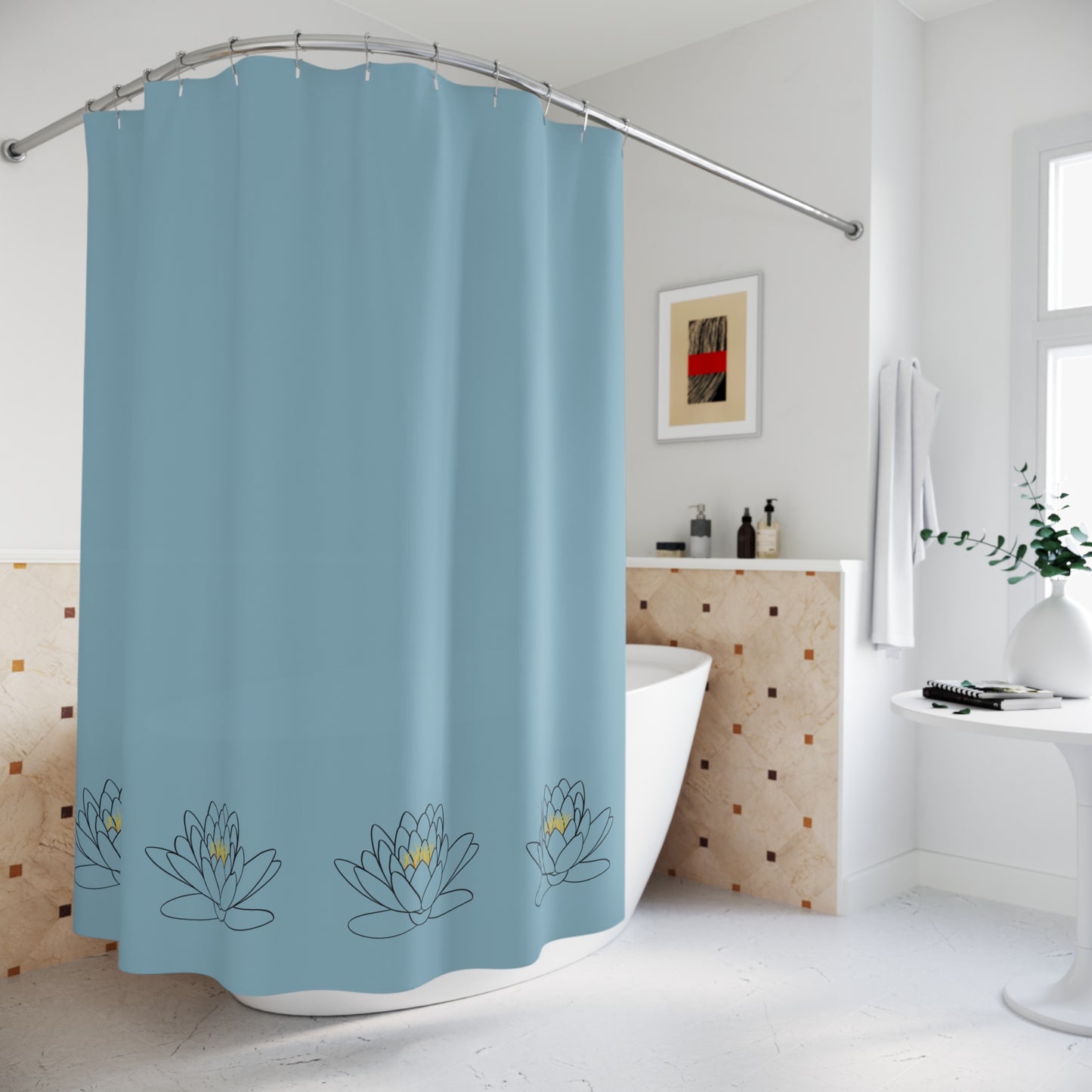 Tranquil Lotus Shower Curtain, Bathroom Decor, Floral Shower Curtain, Spa Vibe, Home Essentials, Gift for Nature Lovers