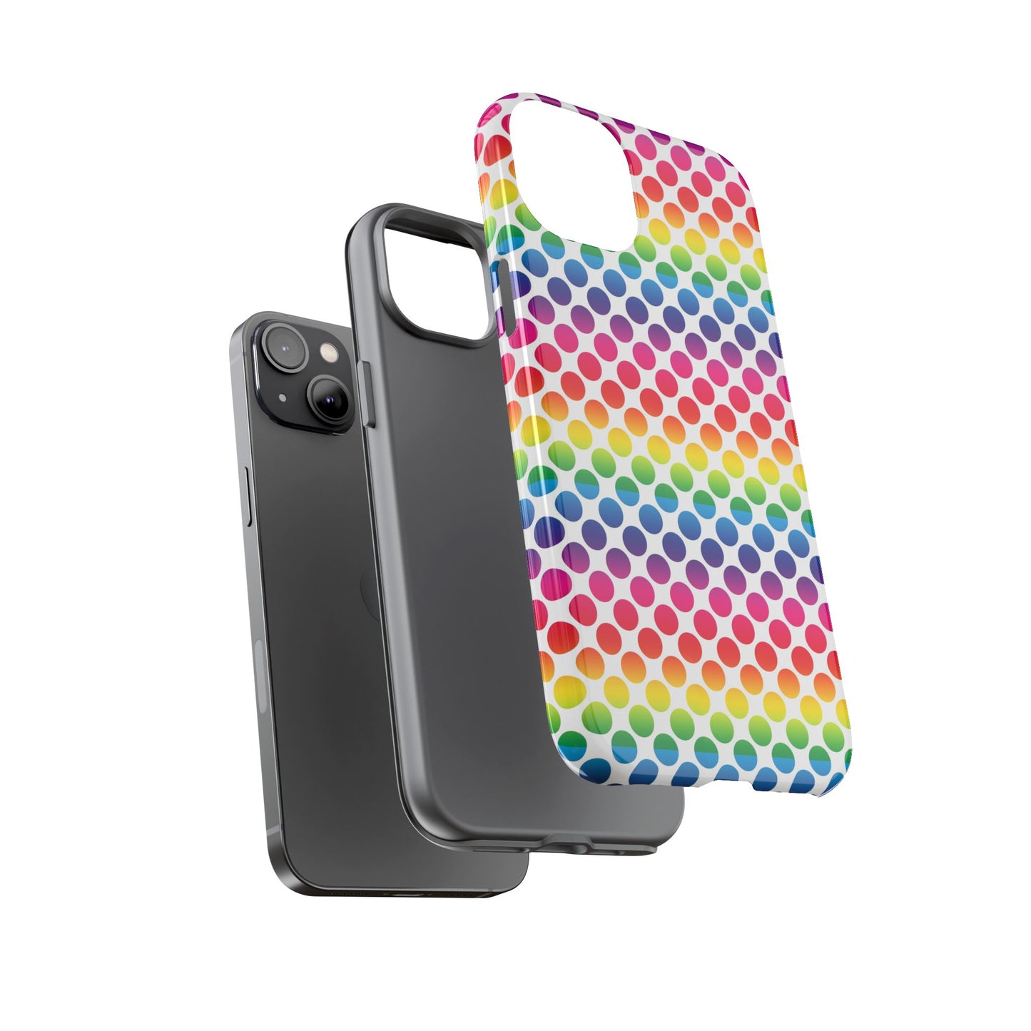 Rainbow Dot Phone Case, Colorful Phone Cover, Fun Phone Accessory, Gift for Friends, Trendy Mobile Case