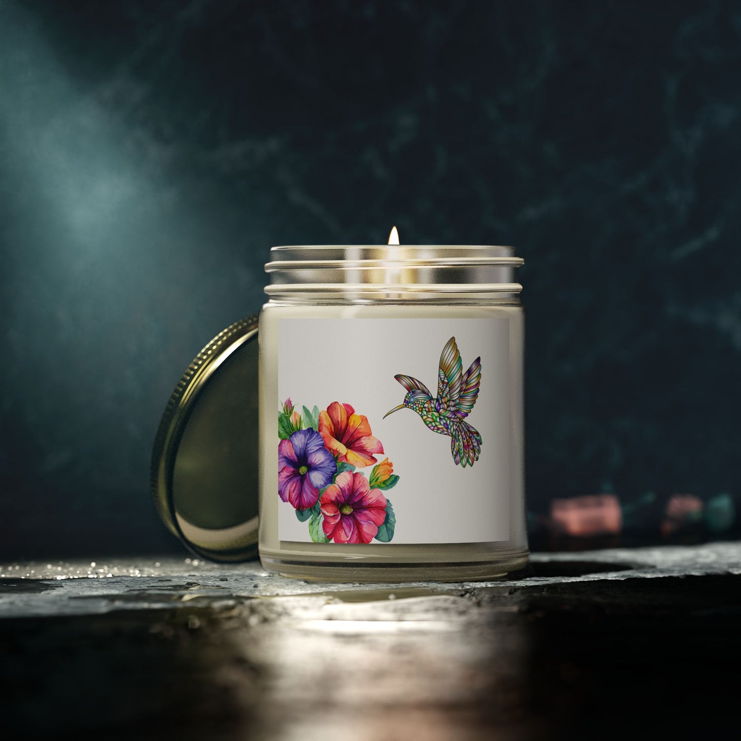 Scented Candles - Tropical Essence, Floral & Hummingbird Design, Relaxation Gift, Home Decor, Aromatherapy