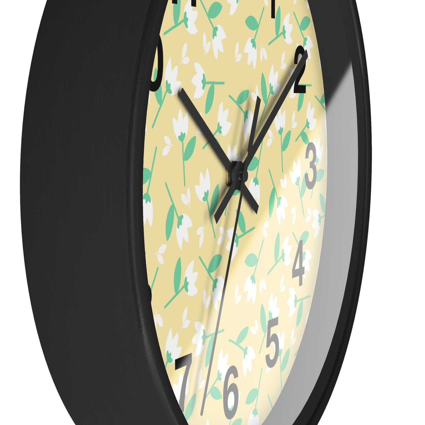 Floral Yellow Wall Clock, Home Decor, Gift for Her, Spring Vibes, Kitchen Accessory, Mother's Day Gift