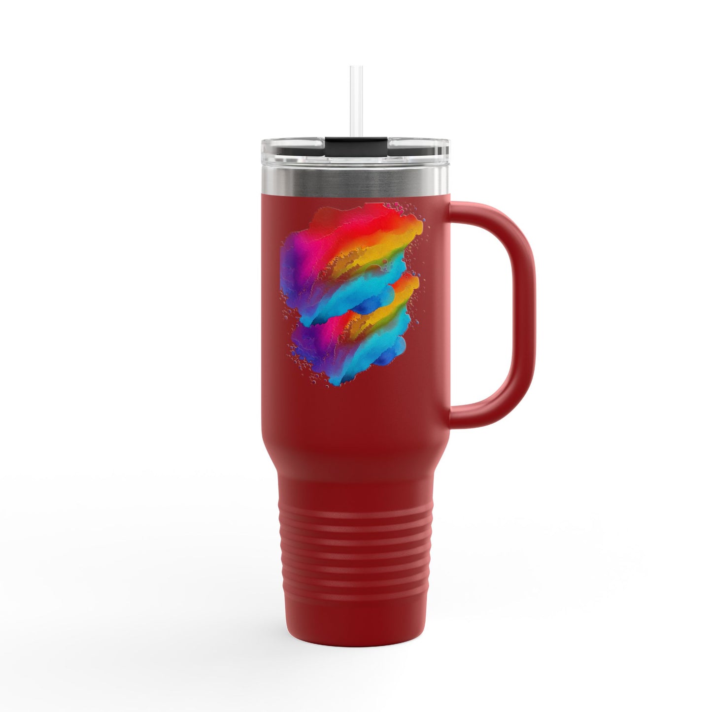 Vibrant Rainbow Insulated Travel Mug | 40oz Leakproof Drinkware for Road Trips, Gifts, Outdoor Adventures, Pride Events, Summer Outings