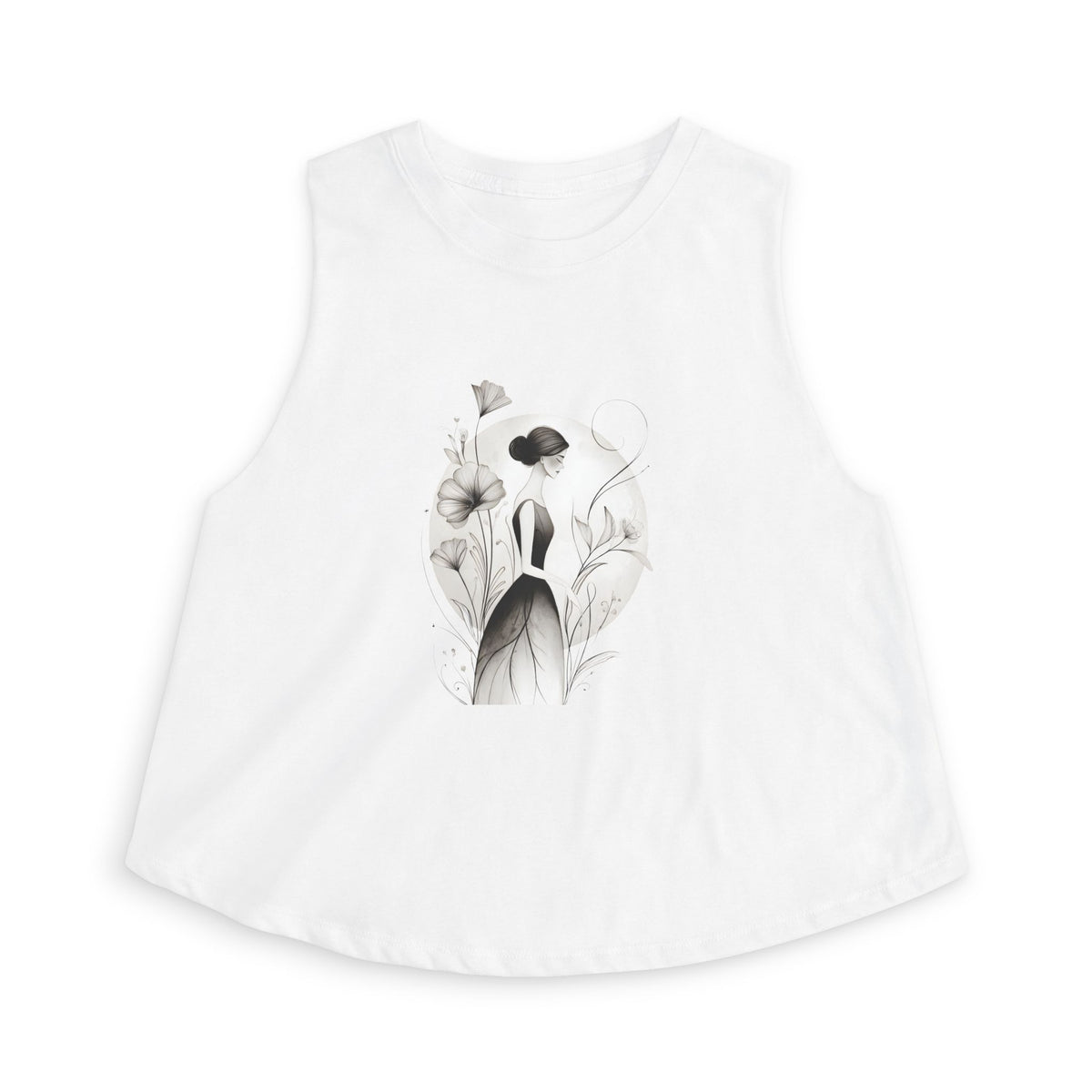 Floral Portrait Crop Top — Minimalist Botanical Art Tank