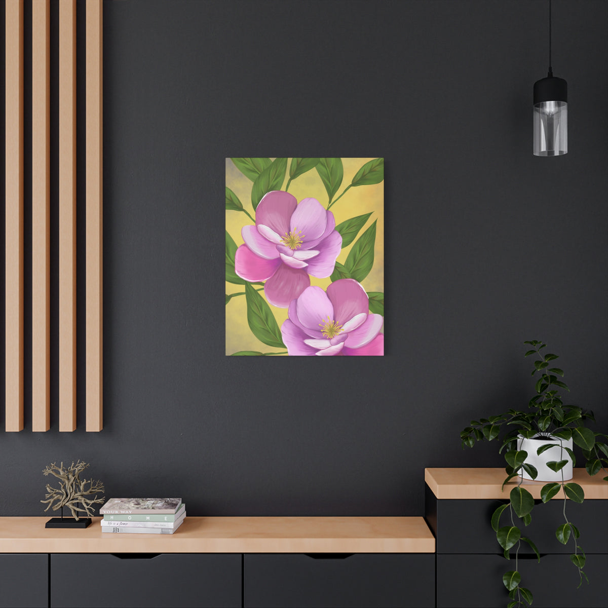 Matte Canvas, Stretched, 1.25" Tulips Pink and Purple Flowers