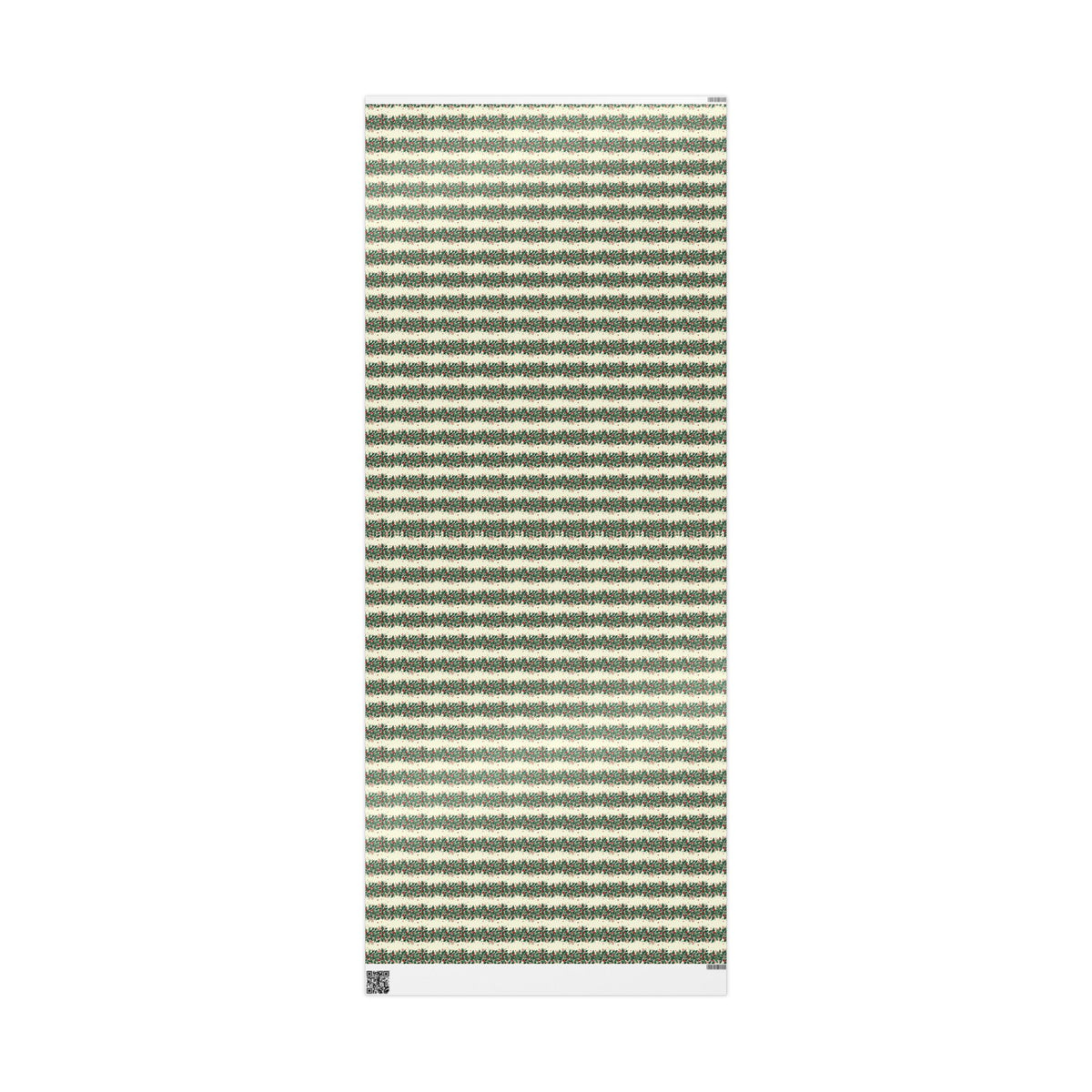 Holiday Pine Sprig Wrapping Paper Roll — Festive Green & Red Gift Wrap