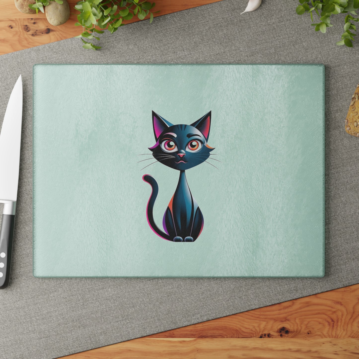 Cute Cat Glass Cutting Board, Kitchen Decor, Cat Lover Gift, Cat Theme Cooking, Pet Owner Accessories, Unique Kitchenware