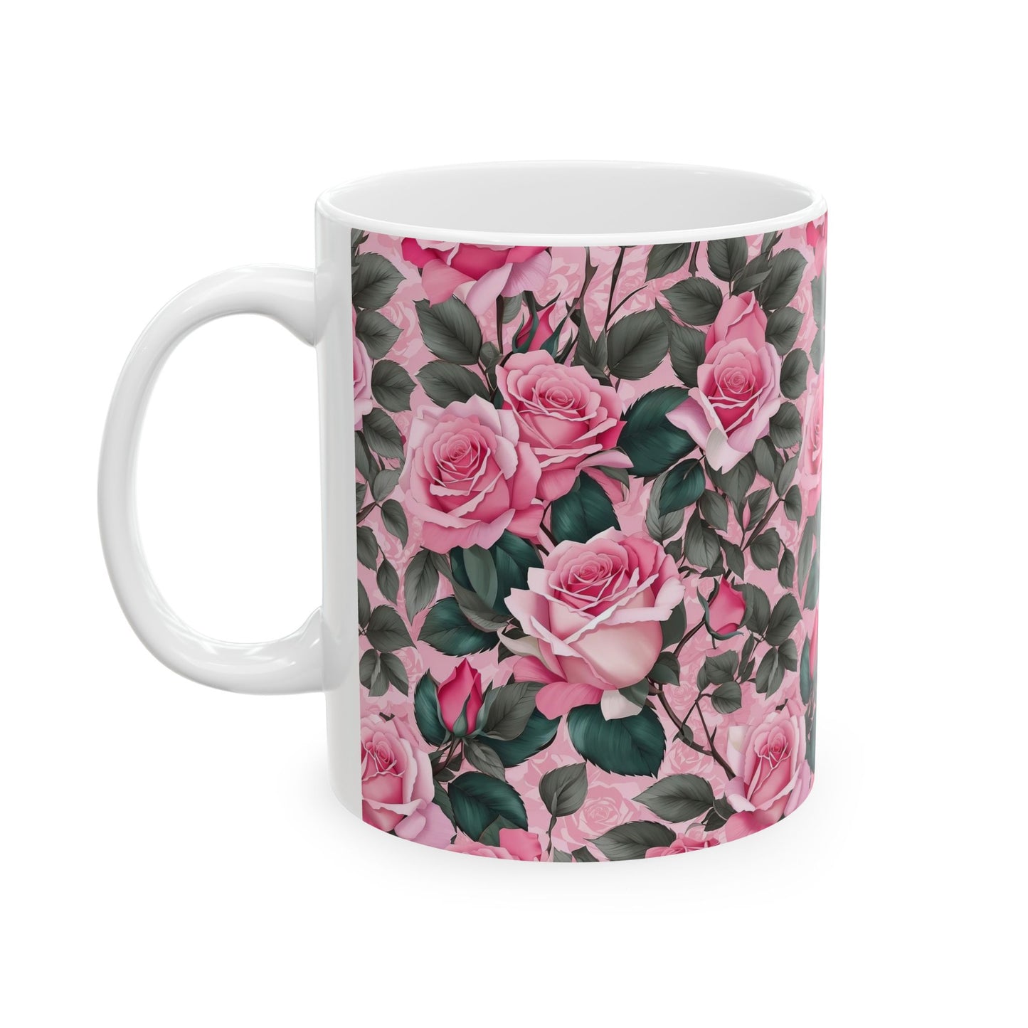 Floral Rose Ceramic Mug - Perfect Gift for Coffee Lovers, Tea, Mother's Day, Birthday, Home Decor, Kitchenware