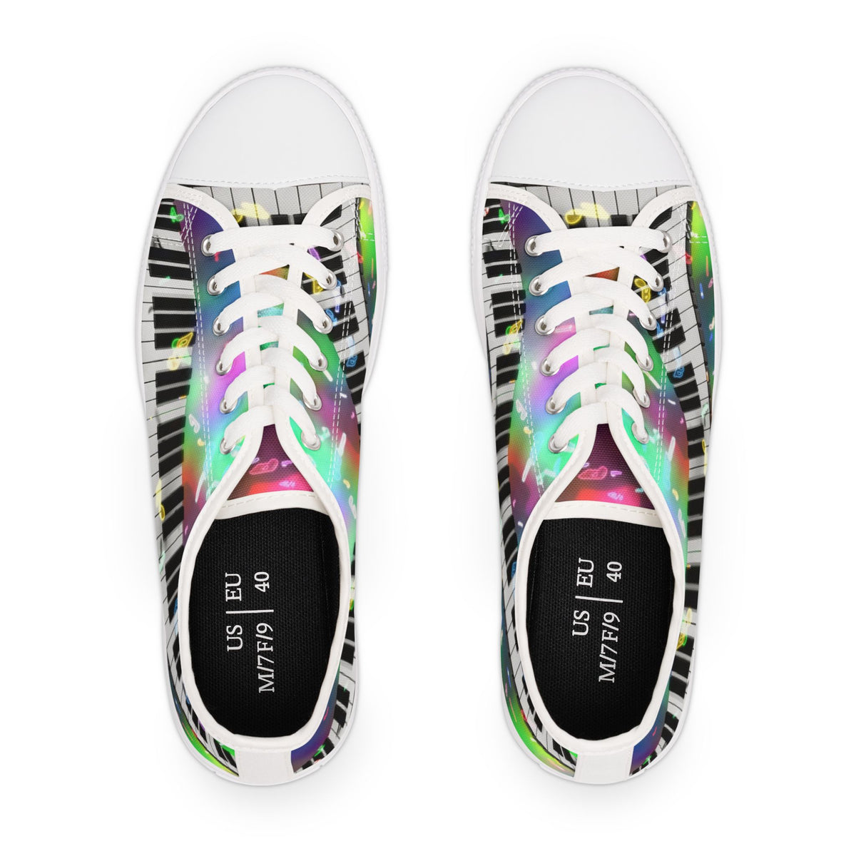 Piano Keys Low Top Sneakers — Colorful Musical Canvas Shoes