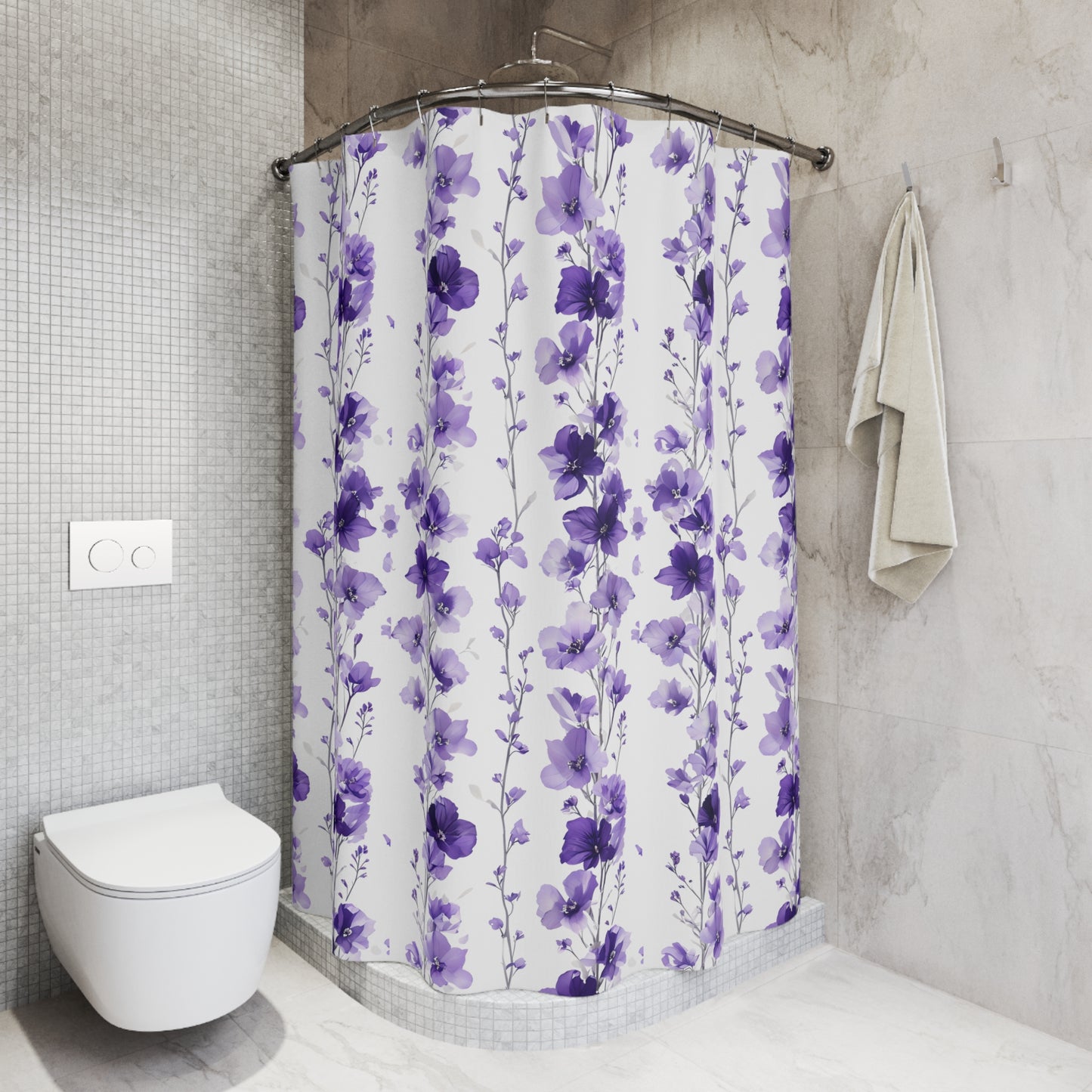 Elegant Floral Shower Curtain | Purple Floral Home Decor, Bathroom Accessory, Gift for Her, Boho Chic, Spa Vibe