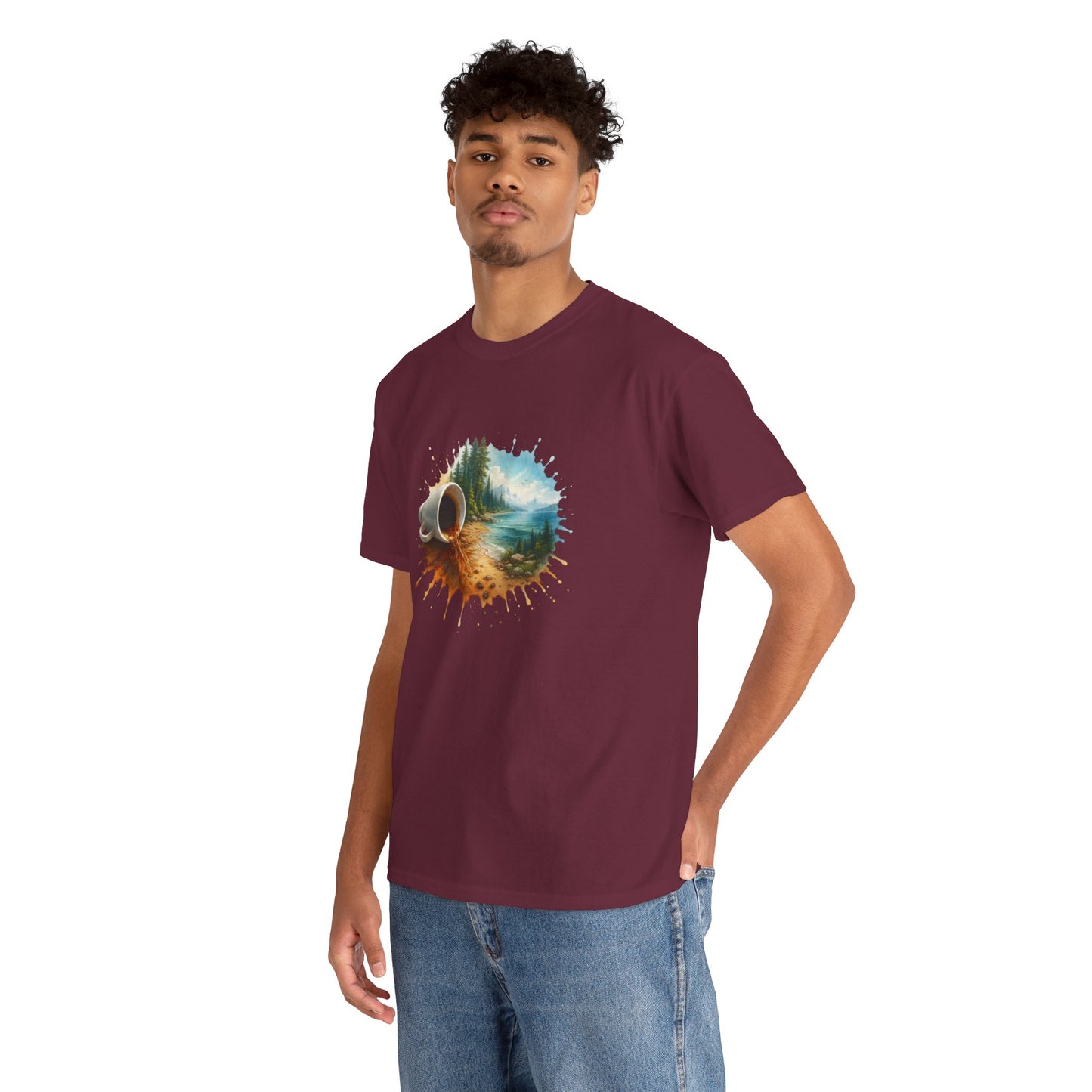 Nature-Inspired Unisex Heavy Cotton Tee, Casual Outfit, Gift for Nature Lovers, Camping Apparel, Outdoor Adventure Shirt
