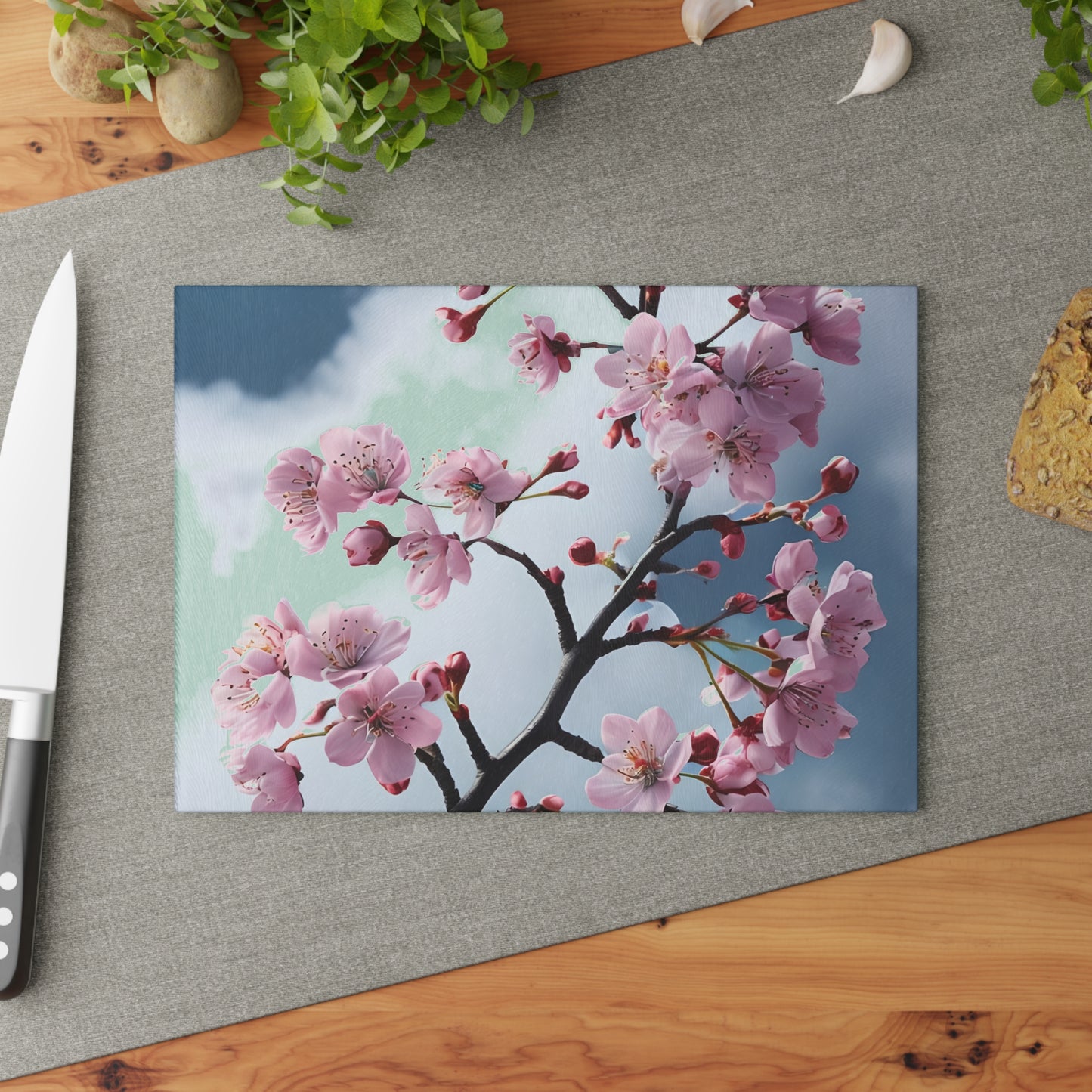 Elegant Floral Glass Cutting Board, Kitchen Decor, Gift for Foodies, Wedding Present, Housewarming Gift, Cooking Essential