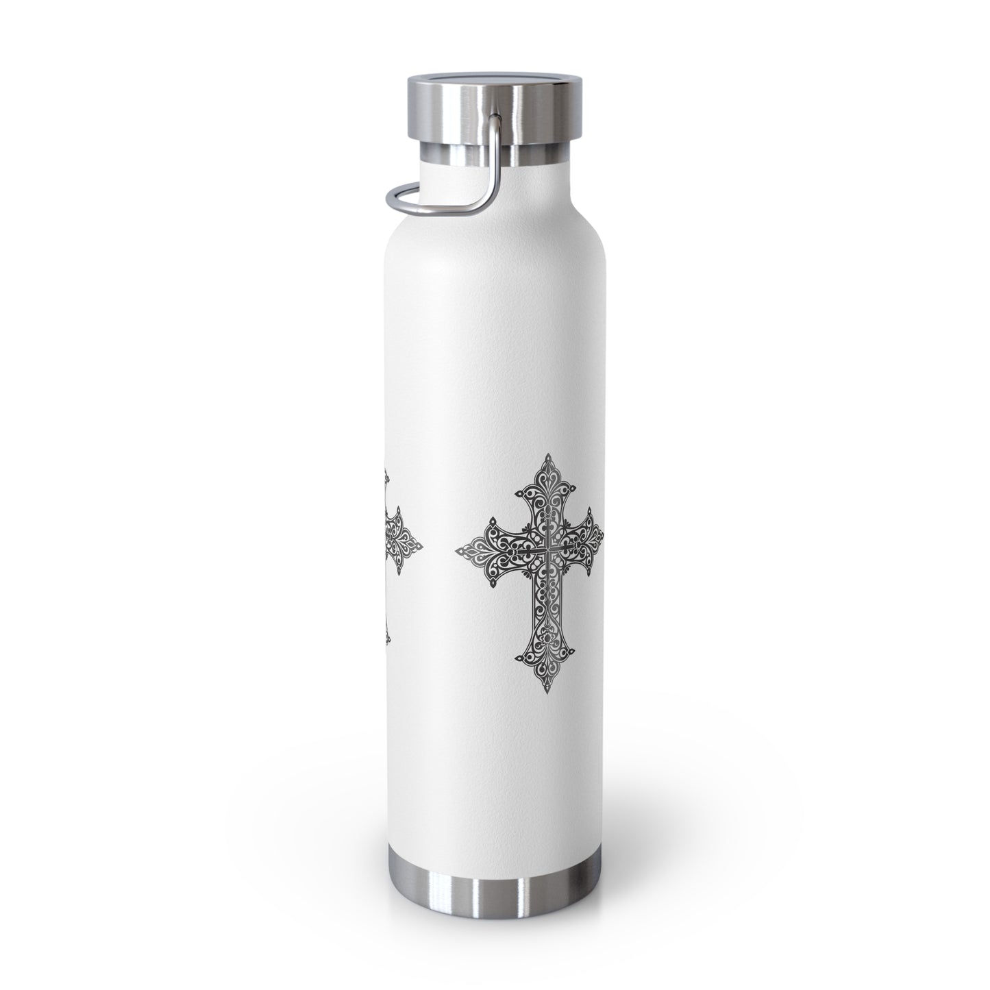 Stylish Copper Insulated Water Bottle - 22oz, Cross Design, Travel Flask, Gift for Him/Her, Unique Outdoor Hydration