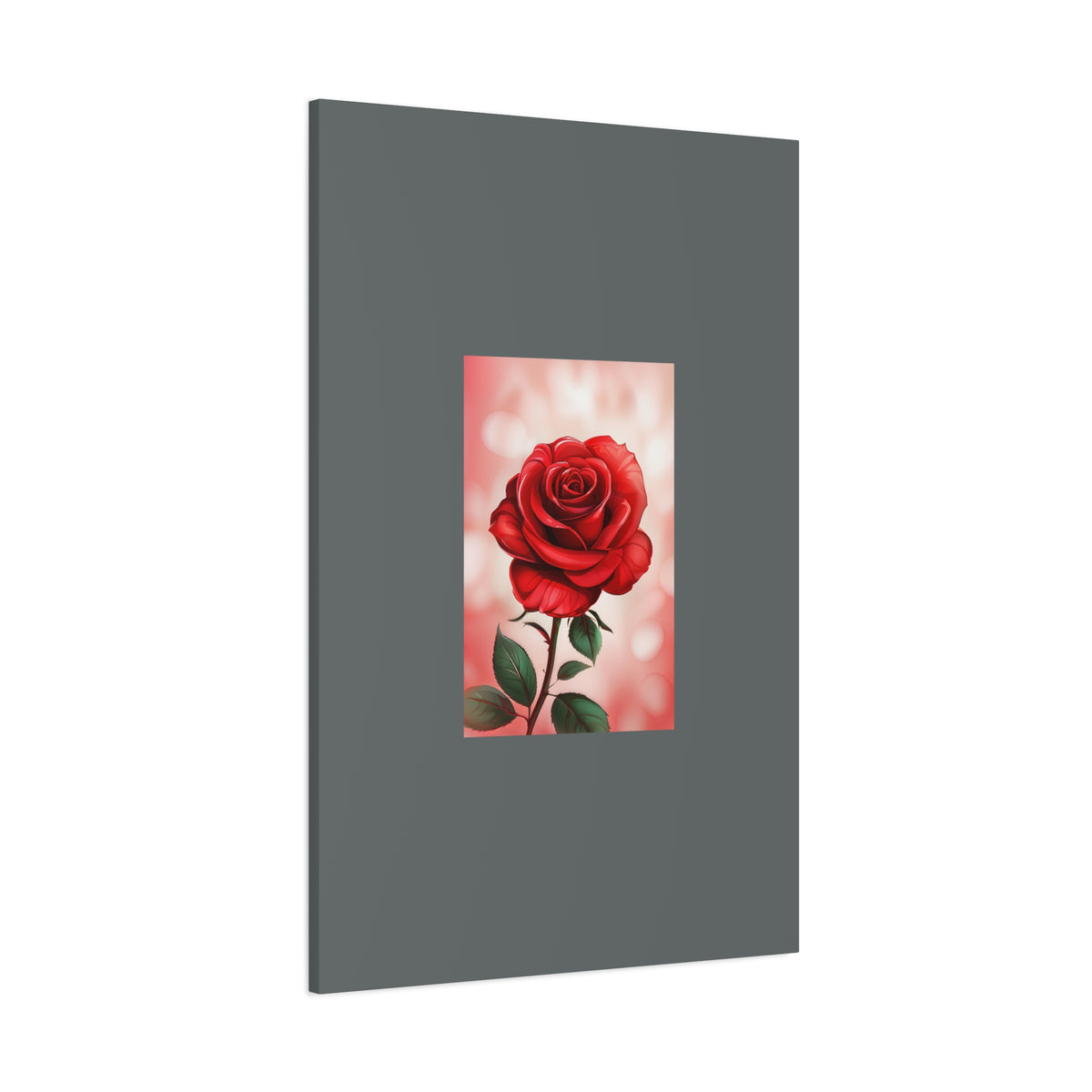 Red Rose Vertical Matte Canvas Print — Romantic Floral Wall Art