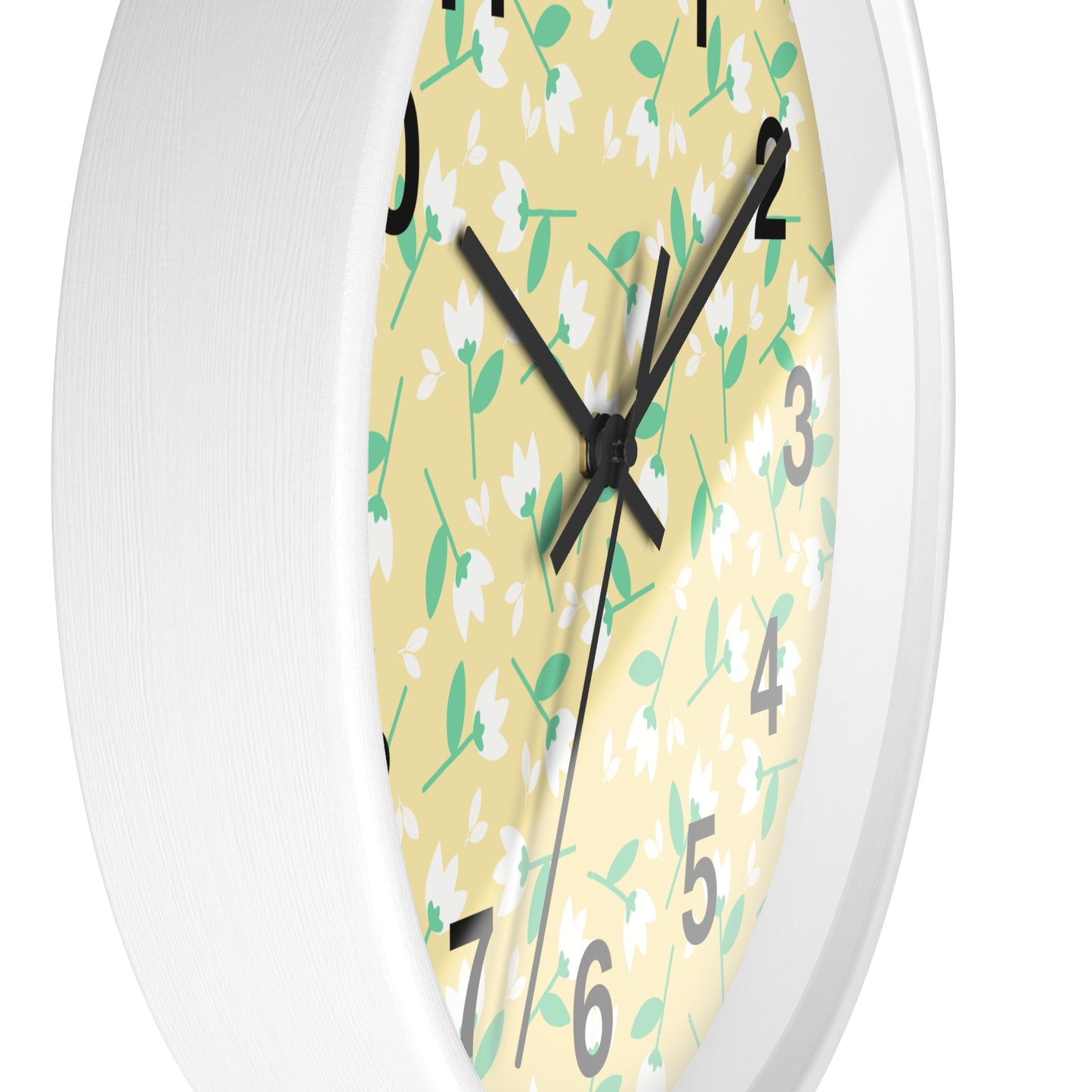 Floral Yellow Wall Clock, Home Decor, Gift for Her, Spring Vibes, Kitchen Accessory, Mother's Day Gift