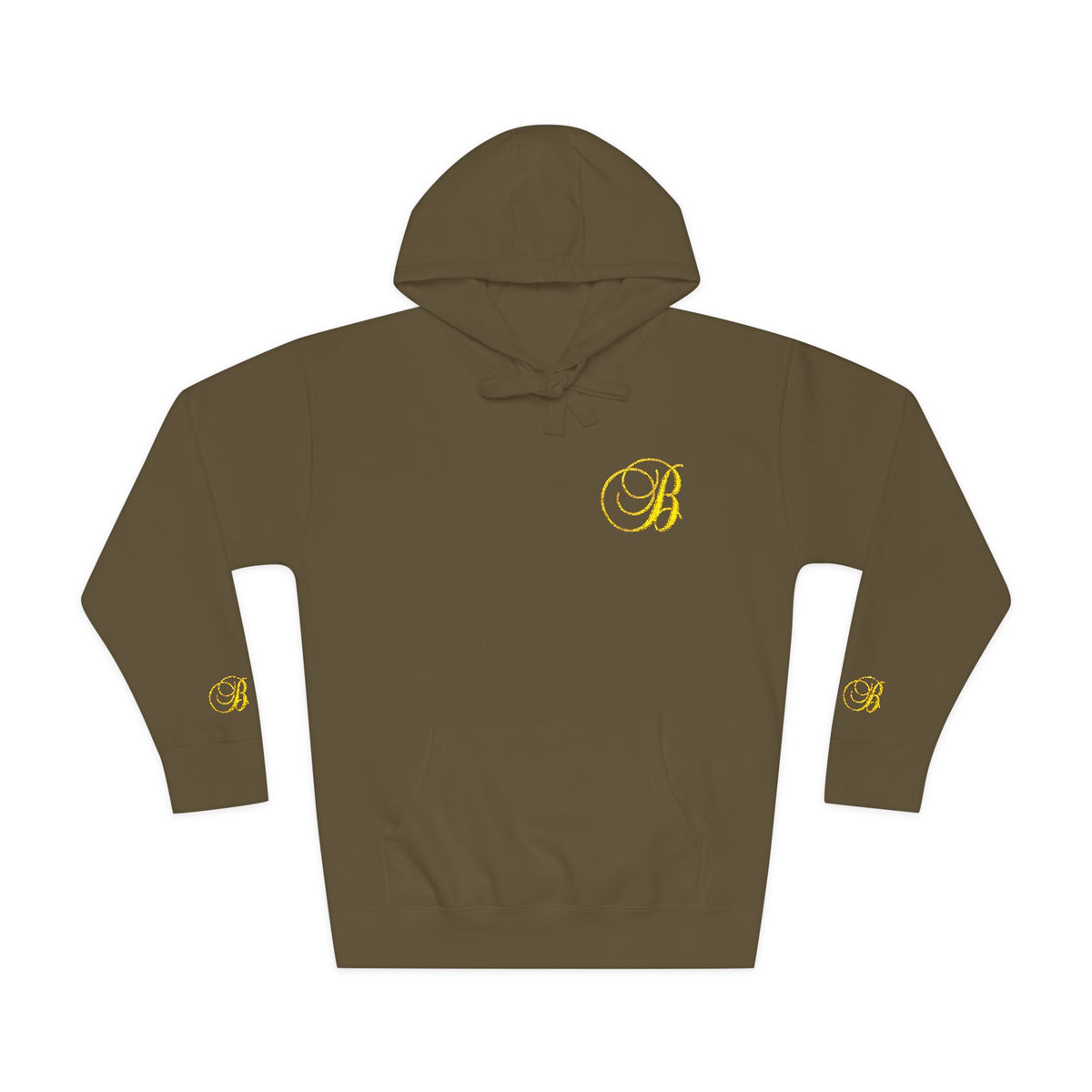 Coral Gold Floral Initial Hoodie — Monogram 'B' Casual Pullover