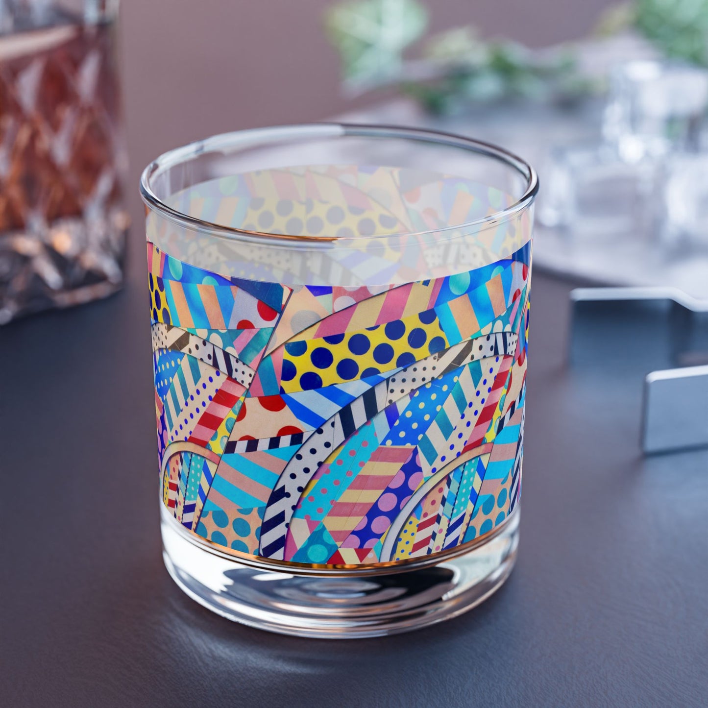 Colorful Art Rocks Glass, Vibrant 10oz Drinking Glass