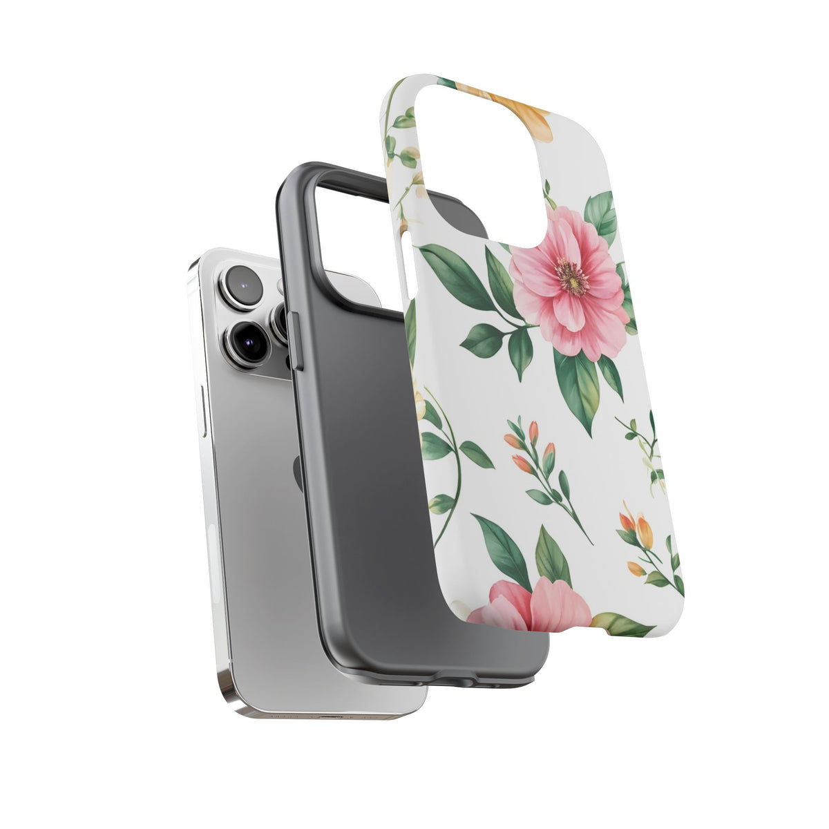 Floral Tough Phone Case — Pink Peony Protective Phone Cover