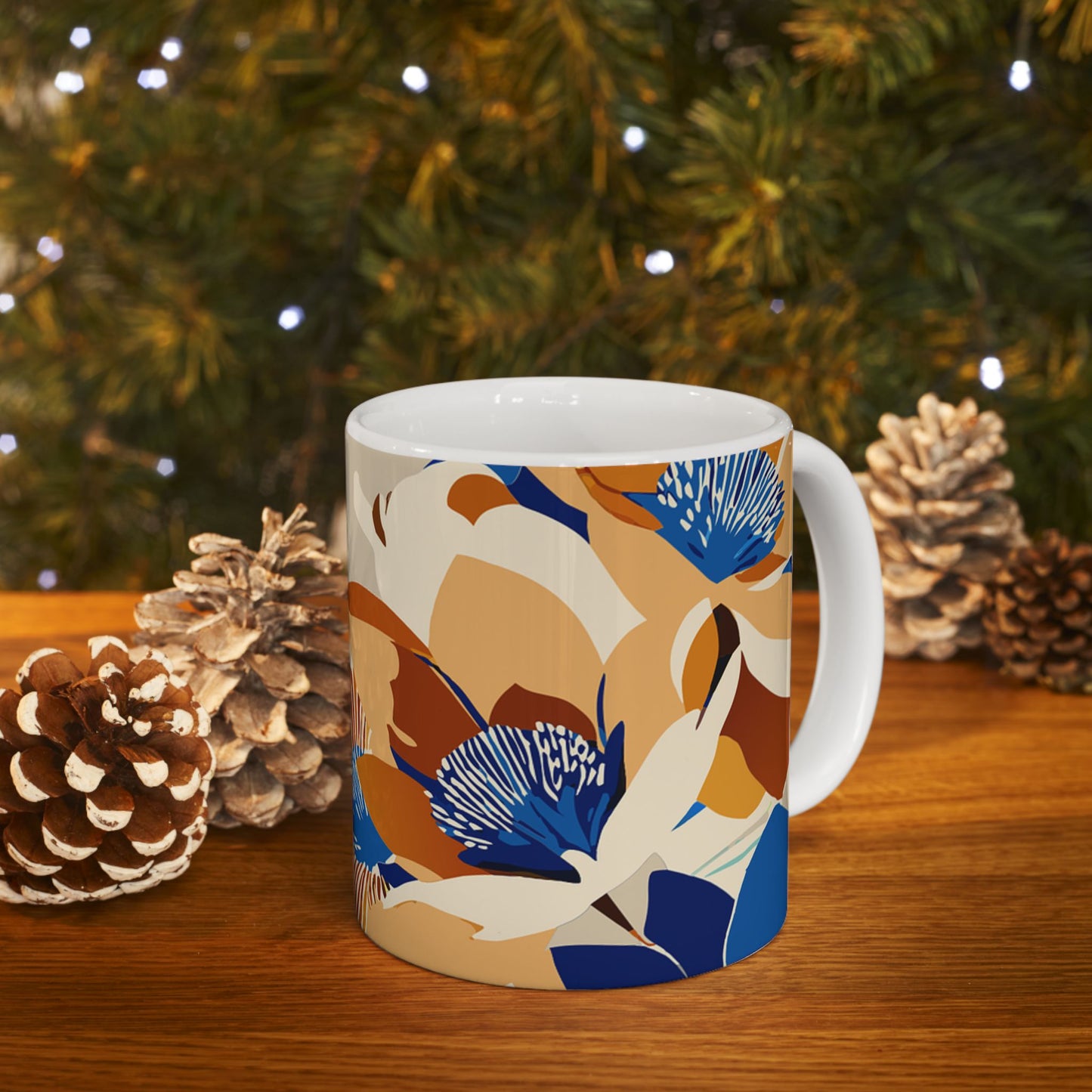 Floral Ceramic Mug, Elegant Coffee Cup, Gift for Mom, Tea Lover's Mug, Home Decor, Springtime Beverage Holder