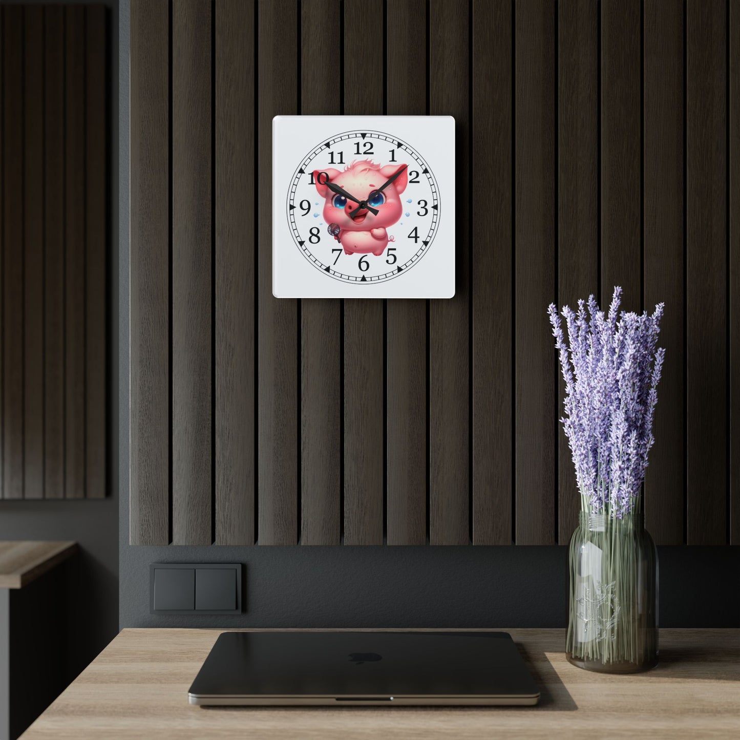 Cute Cartoon Acrylic Wall Clock, Adorable Decor for Kids Room, Fun Wall Art, Gift for Birthdays and Holidays, Nursery Wall Clock