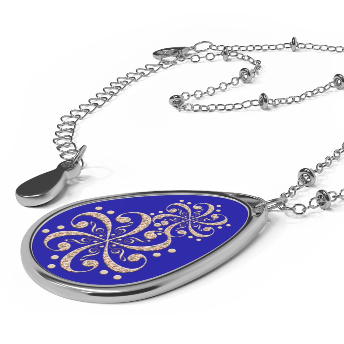 Elegant Oval Necklace with Floral Design, Boho Jewelry, Statement Piece, Gift for Her, Birthdays, Festivals, Special Occasions