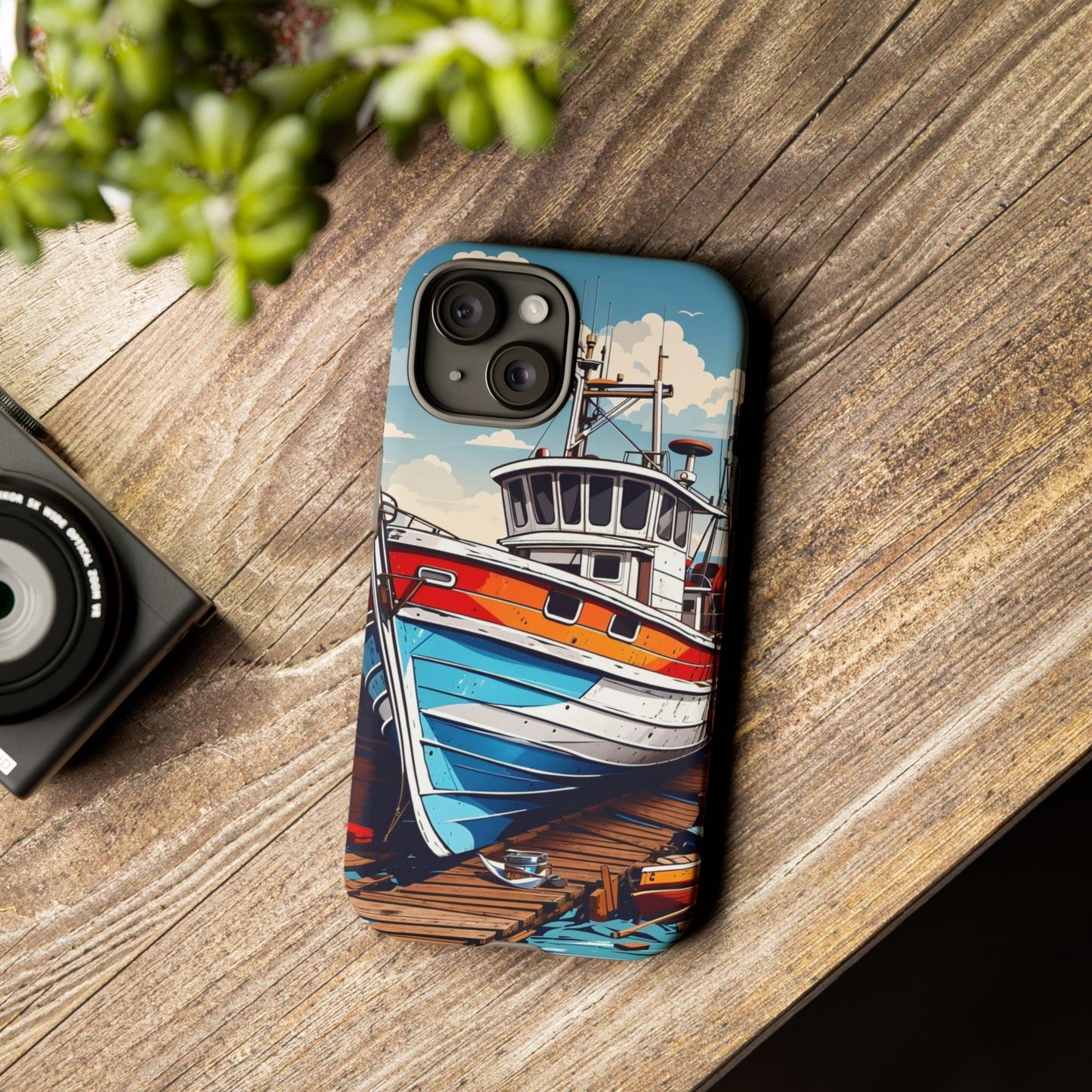 Colorful Fishing Boat Phone Case | Nautical Gift, Marine Design, Coastal Aesthetic, Summer Vibes, Sea Lover's Accessory