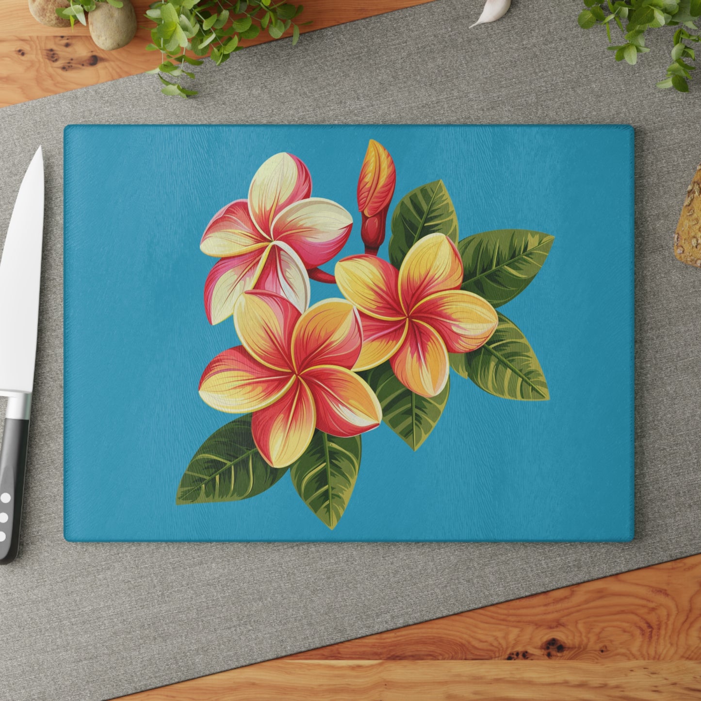 Tropical Floral Glass Cutting Board - Perfect Kitchen Decor for Home